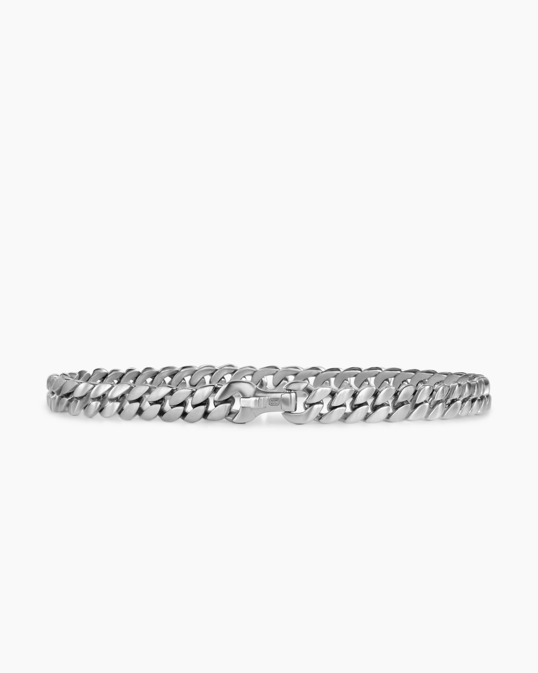 Curb Chain Bracelet in Platinum, 6mm - Image 6