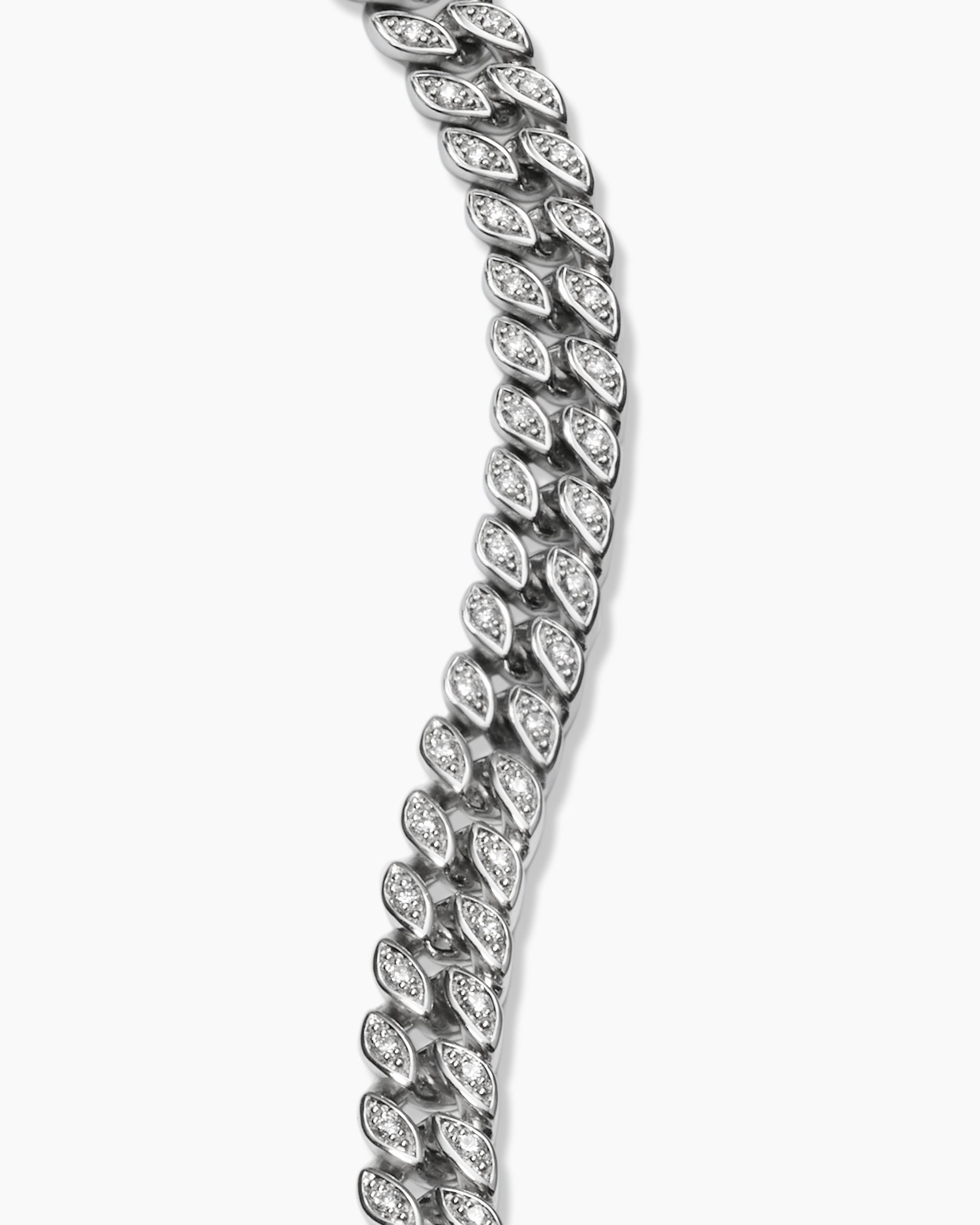 Curb Chain Bracelet in Platinum with Diamonds, 6mm - Image 5