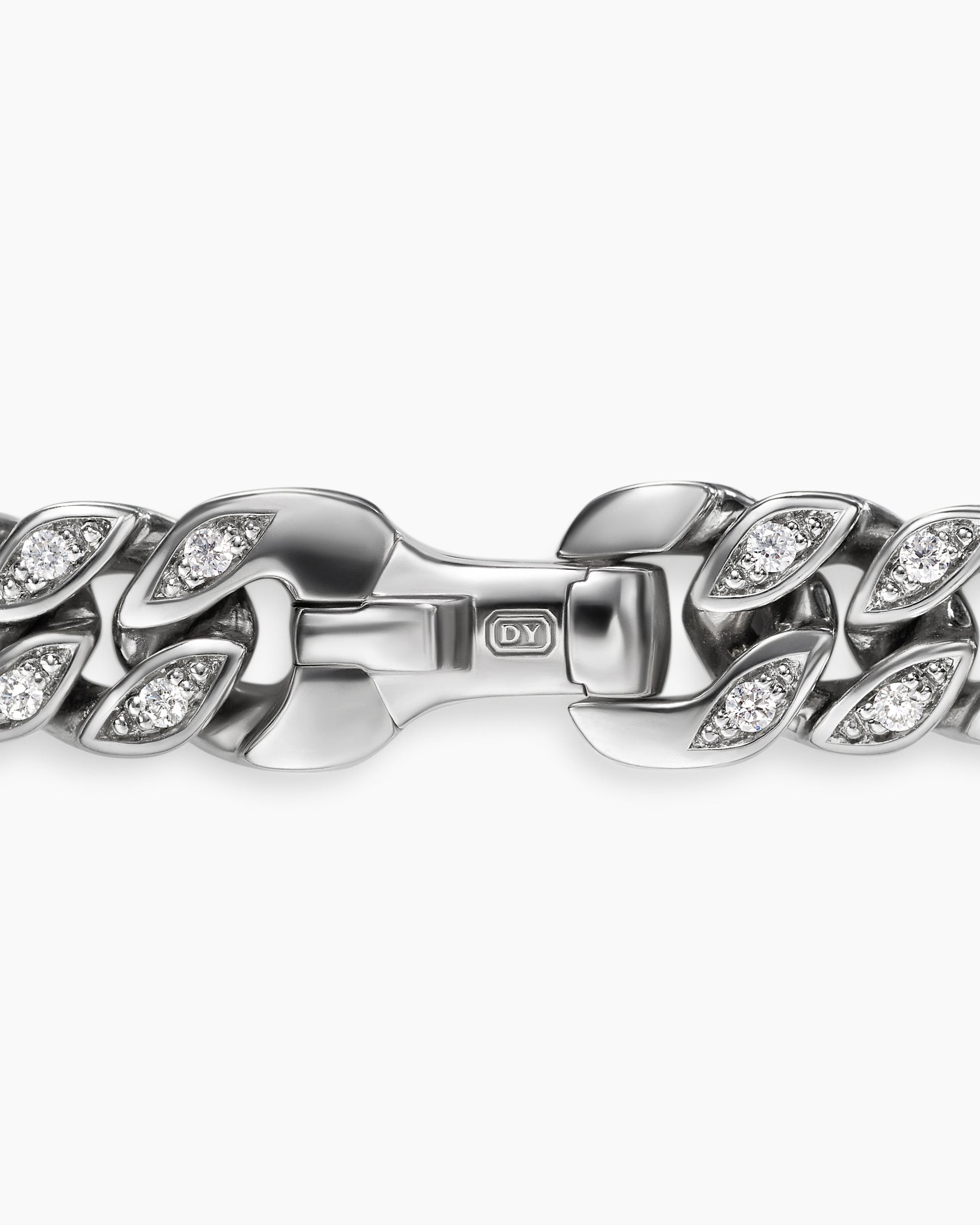 Curb Chain Bracelet in Platinum with Diamonds, 6mm - Image 7