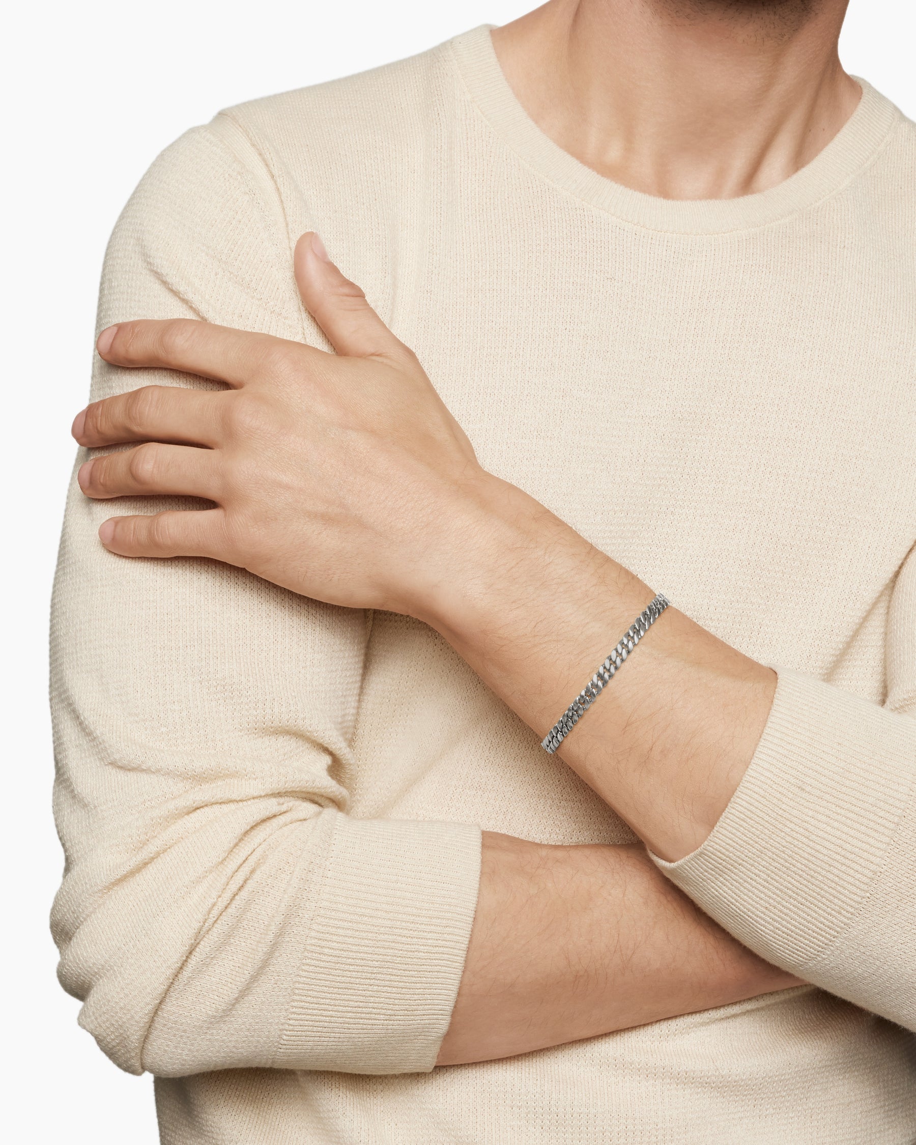 Alternative view of Curb Chain Bracelet in Sterling Silver, 6mm