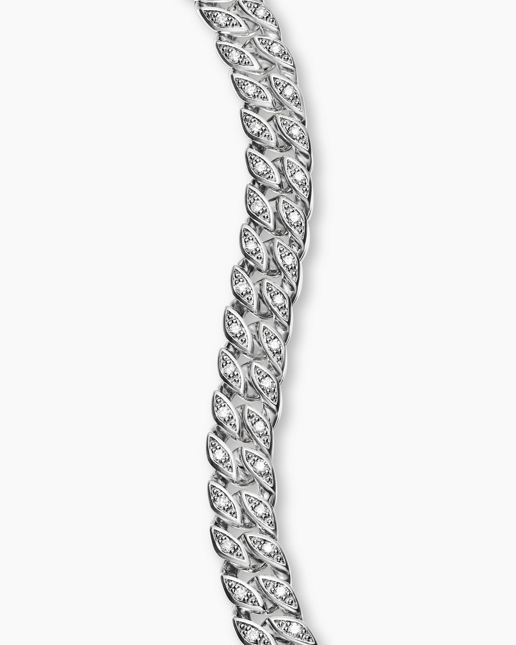 Curb Chain Bracelet in Sterling Silver with Diamonds, 6mm - Image 5
