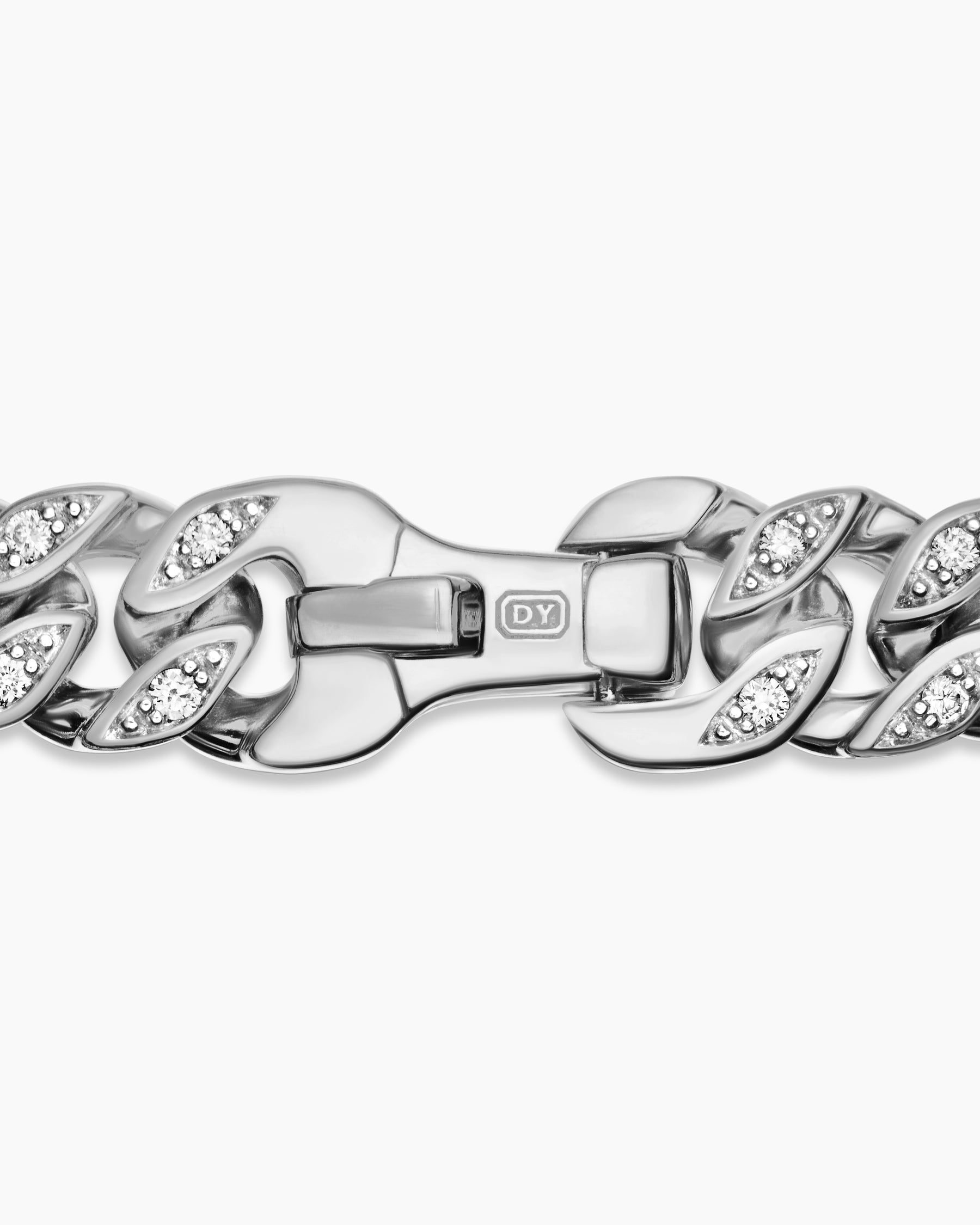 Curb Chain Bracelet in Sterling Silver with Diamonds, 6mm - Image 7