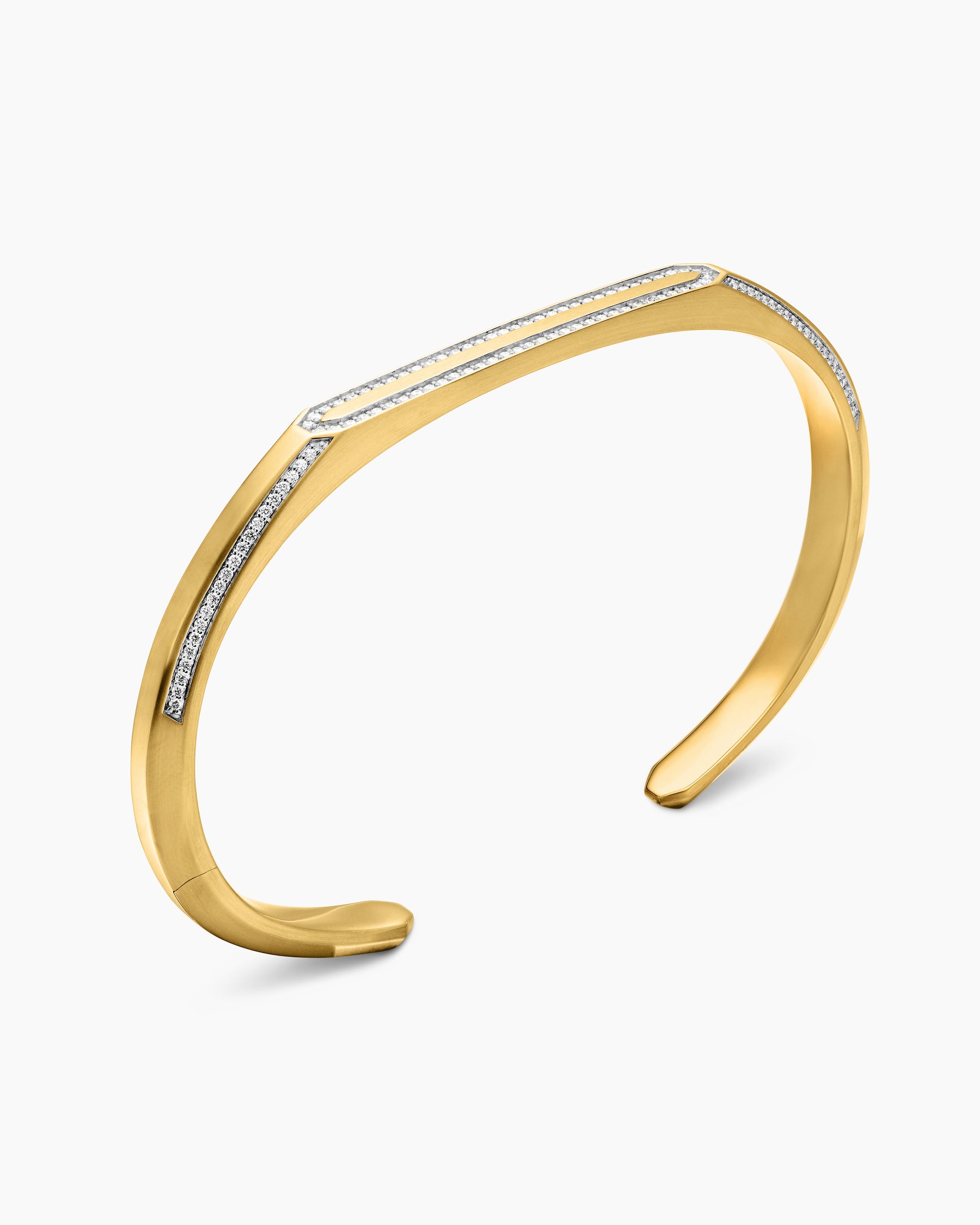 Streamline Cuff Bracelet in 18K Yellow Gold with Diamonds, 5.5mm - Image 3