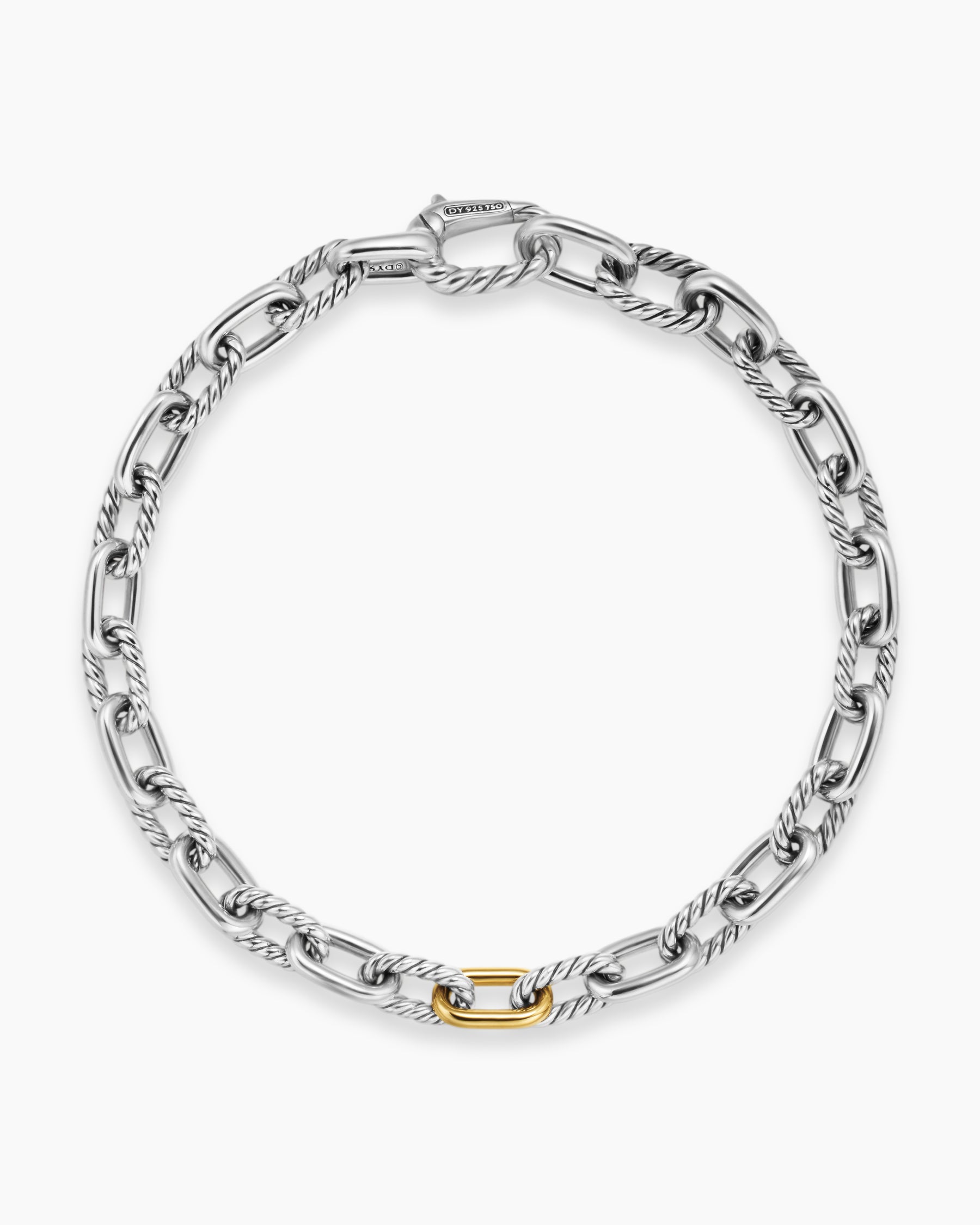 DY Madison Chain Bracelet in Sterling Silver with 18K Yellow Gold, 6mm - Image 3