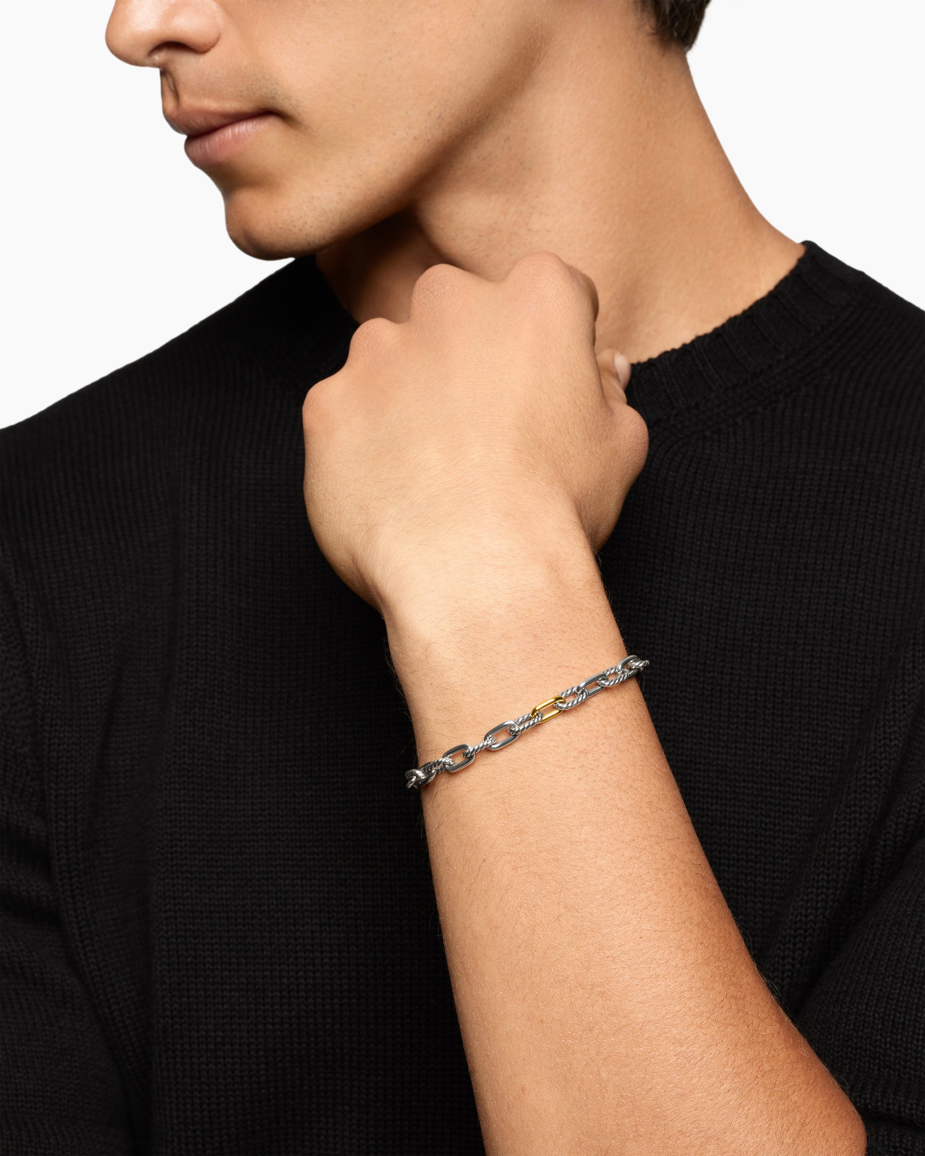 Alternative view of DY Madison Chain Bracelet in Sterling Silver with 18K Yellow Gold, 6mm