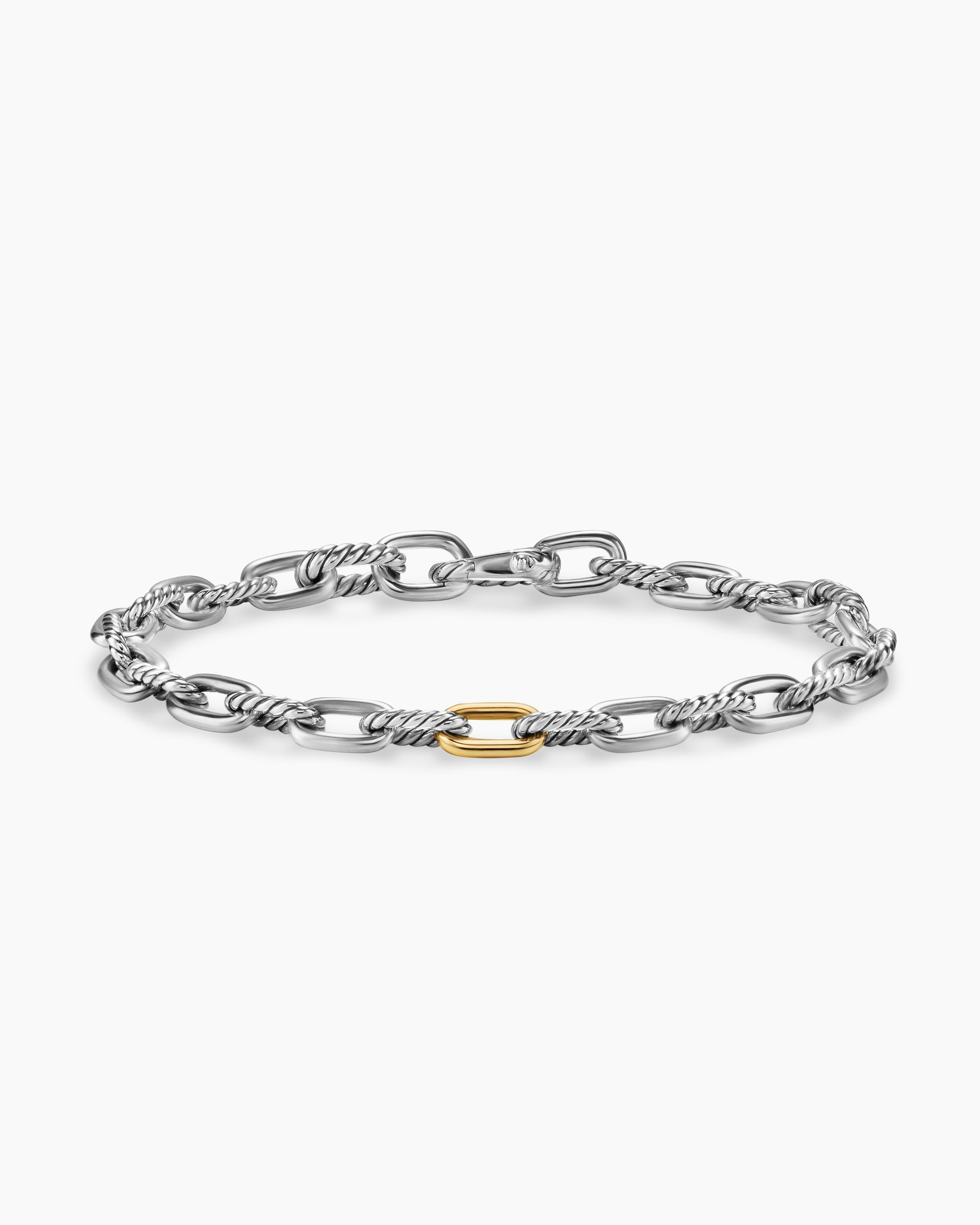 DY Madison Chain Bracelet in Sterling Silver with 18K Yellow Gold, 6mm