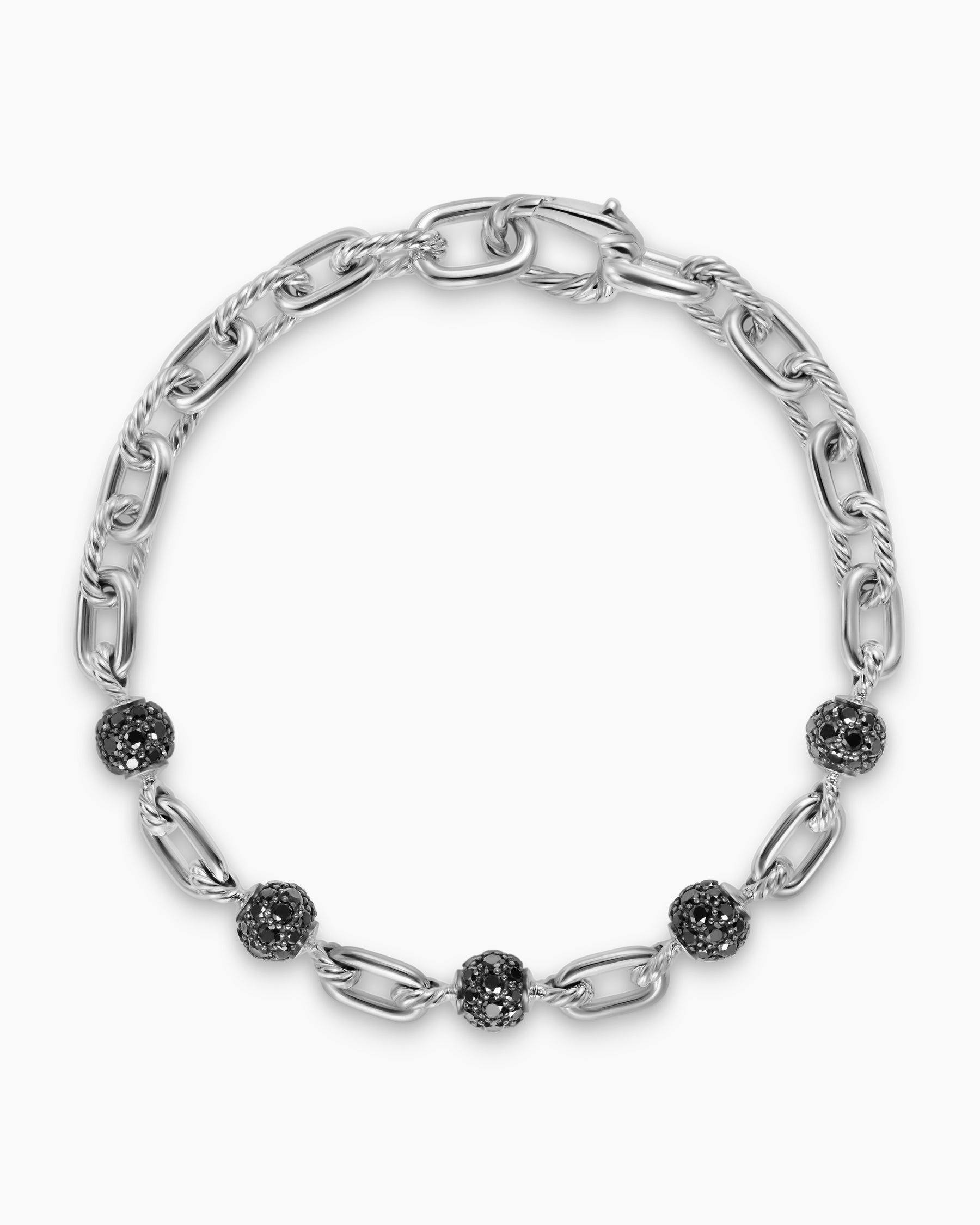 DY Madison Chain Bracelet in Sterling Silver with Black Diamonds, 6mm - Image 3