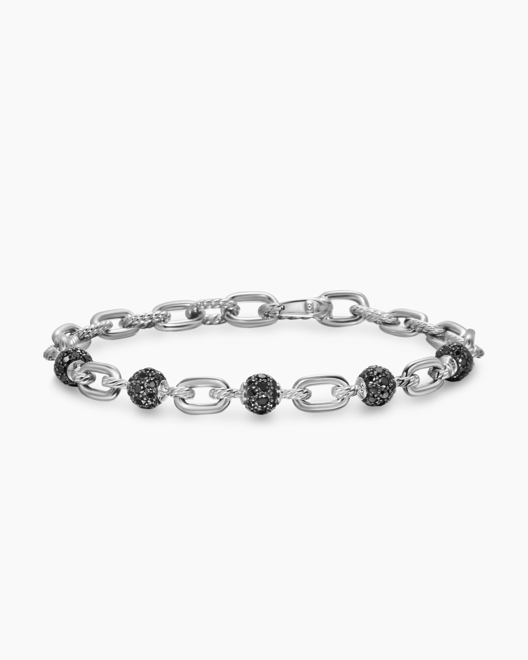 DY Madison Chain Bracelet in Sterling Silver with Black Diamonds, 6mm