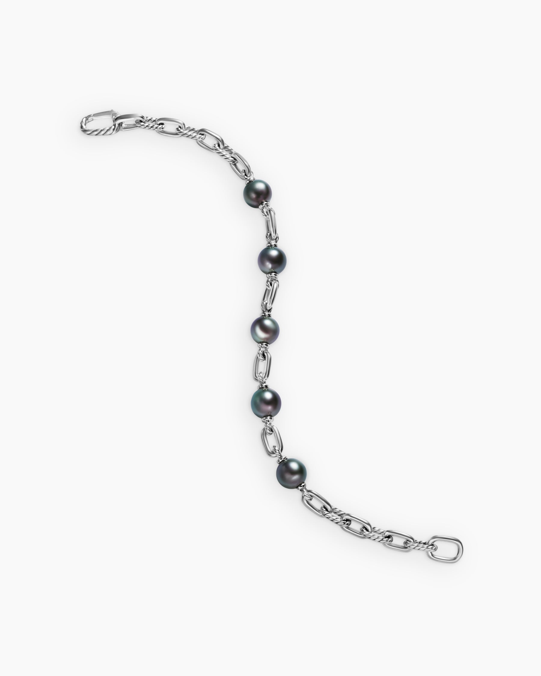 DY Madison Chain Bracelet in Sterling Silver with Grey Pearls, 6mm - Image 4