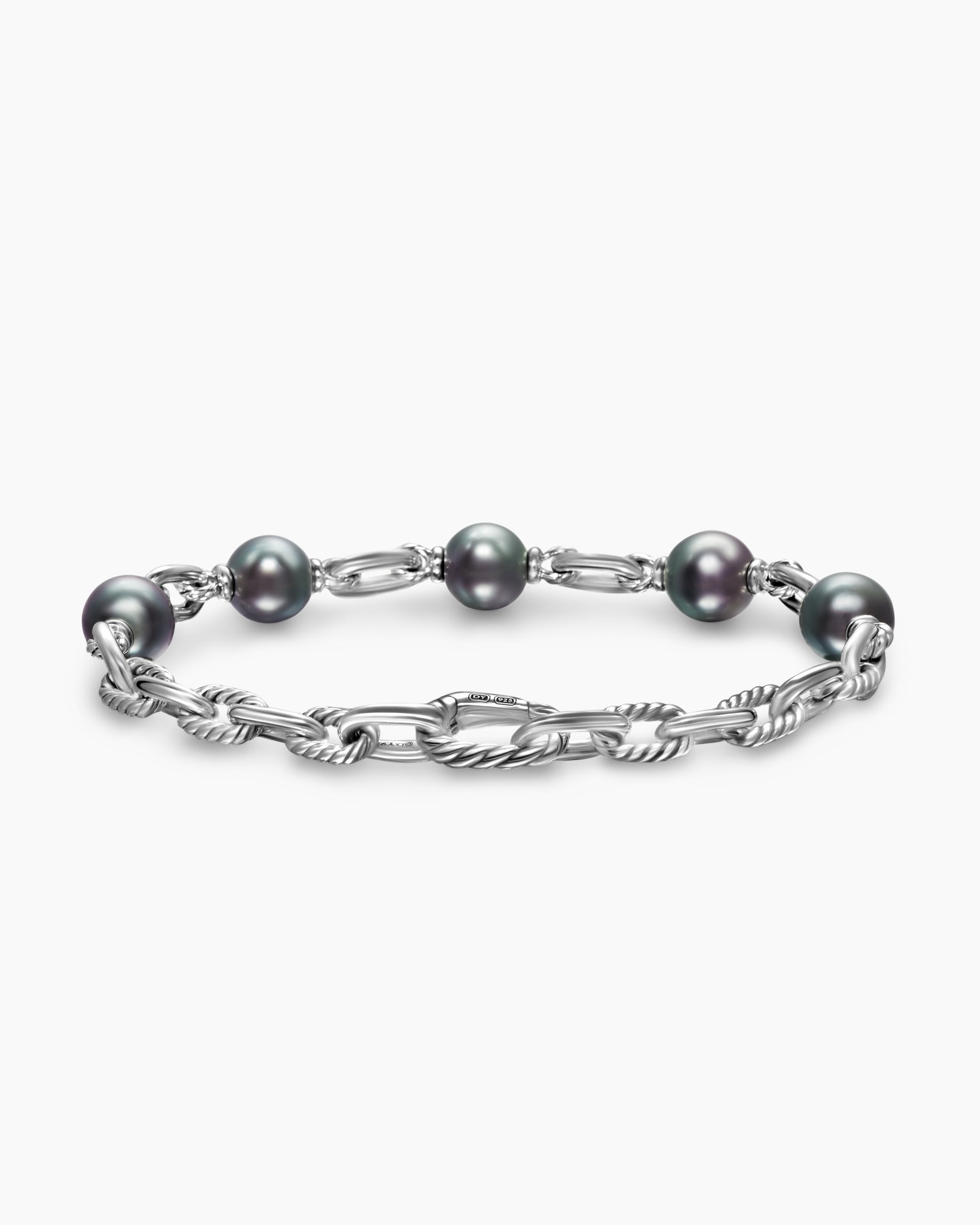 DY Madison Chain Bracelet in Sterling Silver with Grey Pearls, 6mm - Image 5