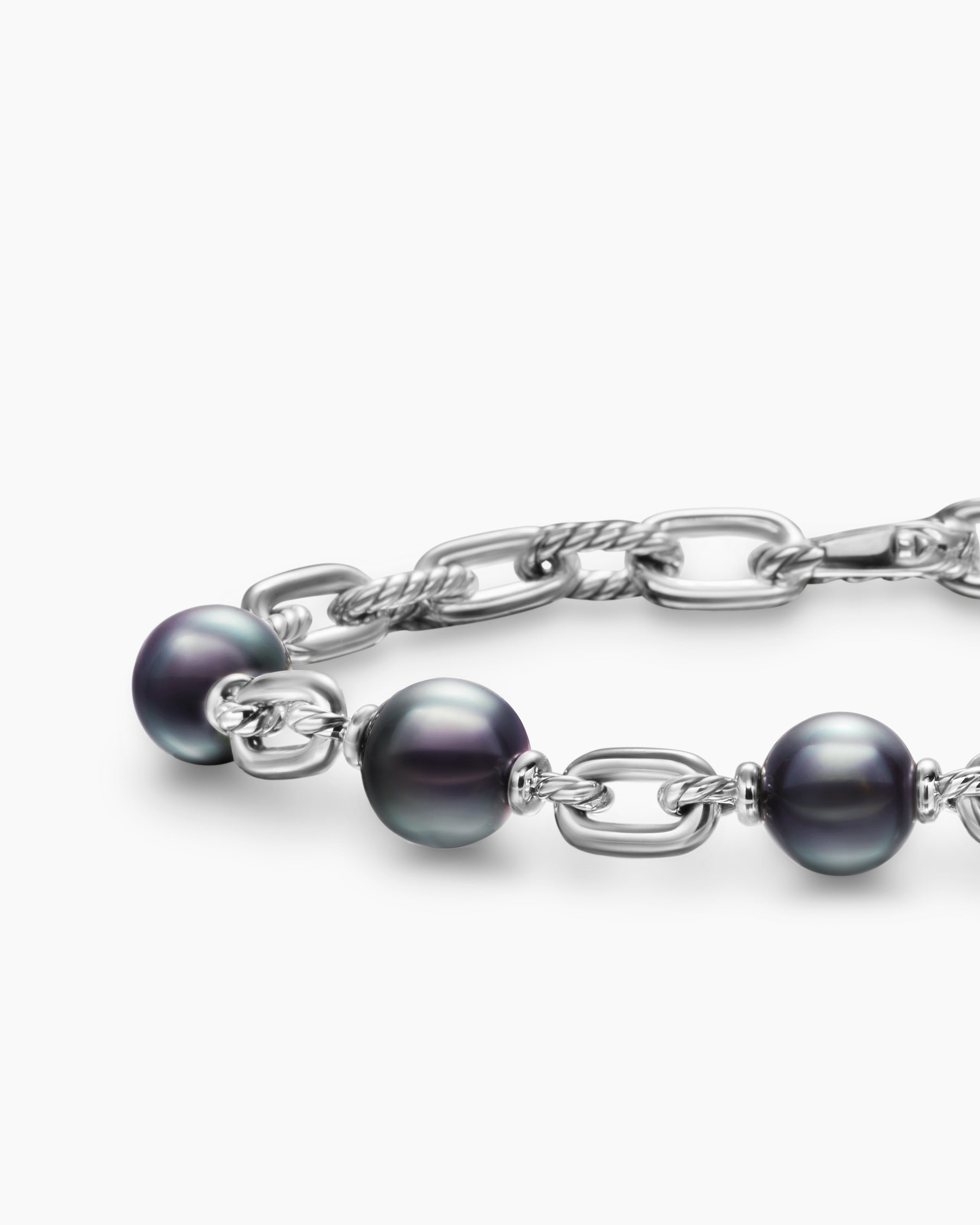 DY Madison Chain Bracelet in Sterling Silver with Grey Pearls, 6mm - Image 7