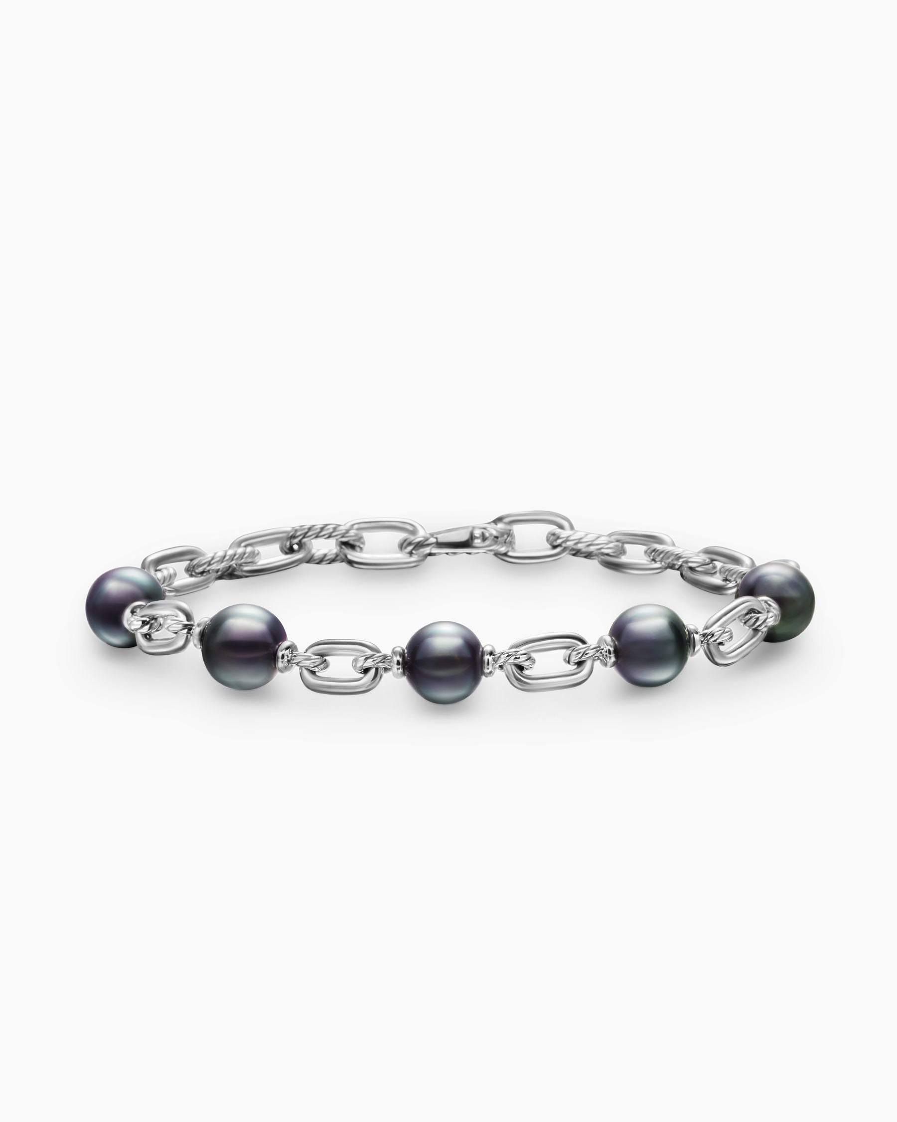 DY Madison Chain Bracelet in Sterling Silver with Grey Pearls, 6mm