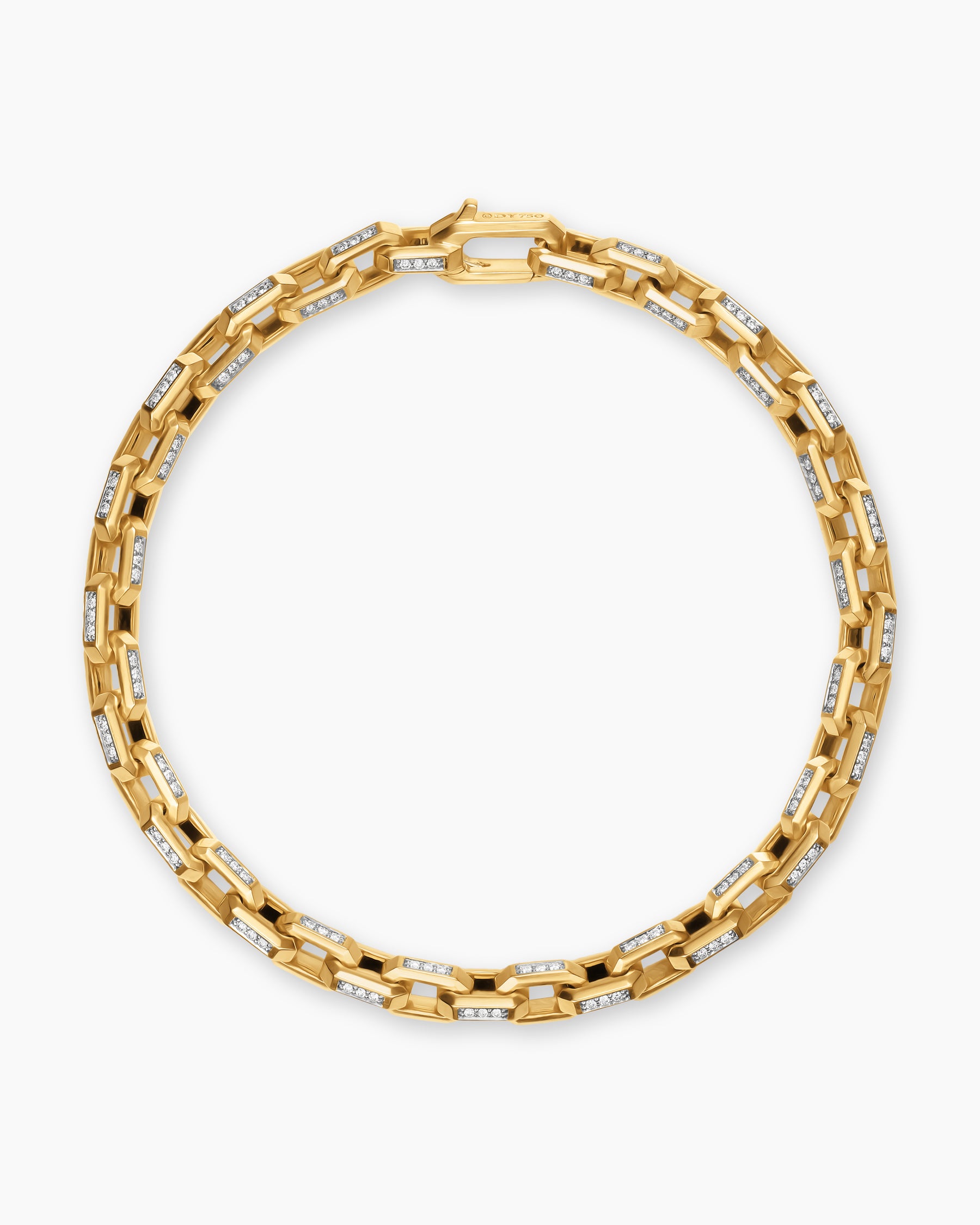 Streamline Link Bracelet in 18K Yellow Gold with Diamonds, 5.5mm - Image 3
