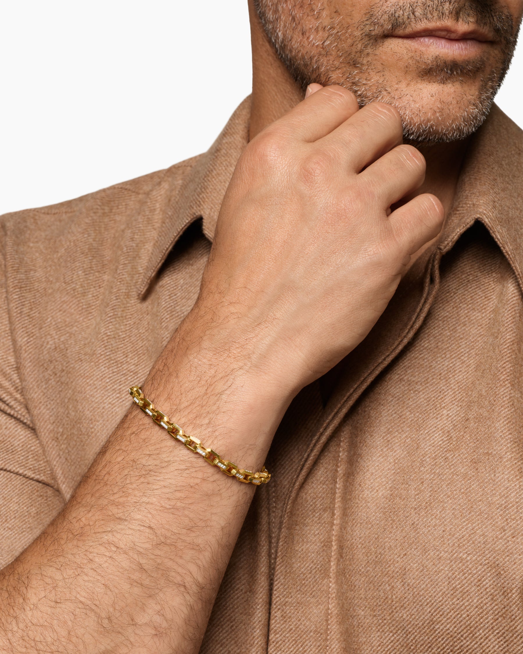 Alternative view of Streamline Link Bracelet in 18K Yellow Gold with Diamonds, 5.5mm