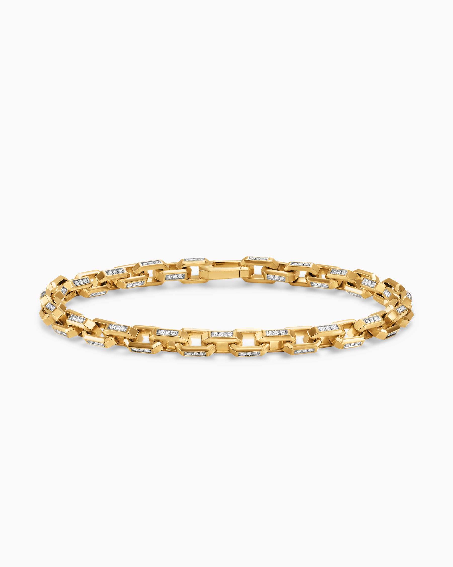 Streamline Link Bracelet in 18K Yellow Gold with Diamonds, 5.5mm