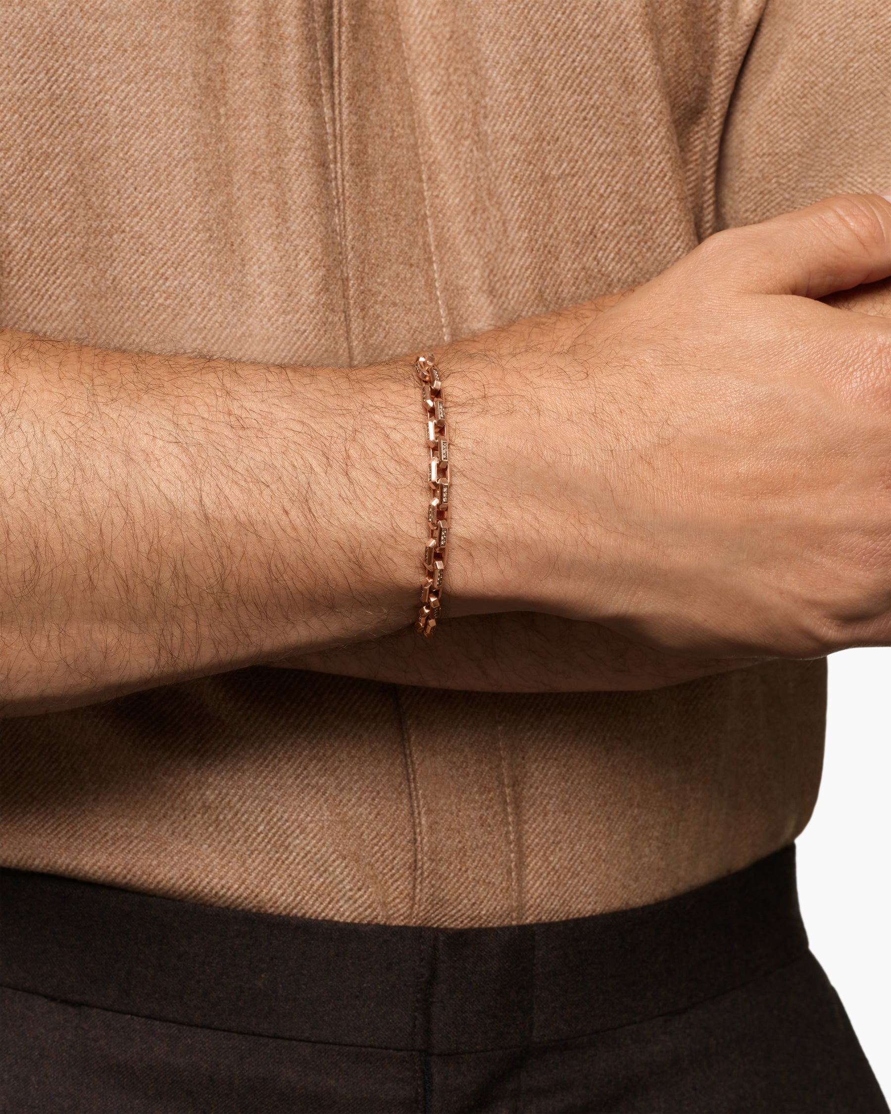Alternative view of Streamline Link Bracelet in 18K Rose Gold with Cognac Diamonds, 5.5mm