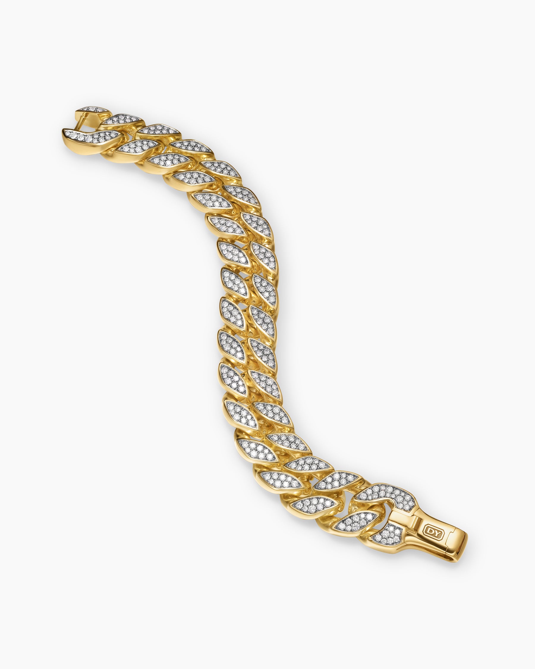 Curb Chain Bracelet in 18K Yellow Gold with Diamonds, 18mm - Image 3