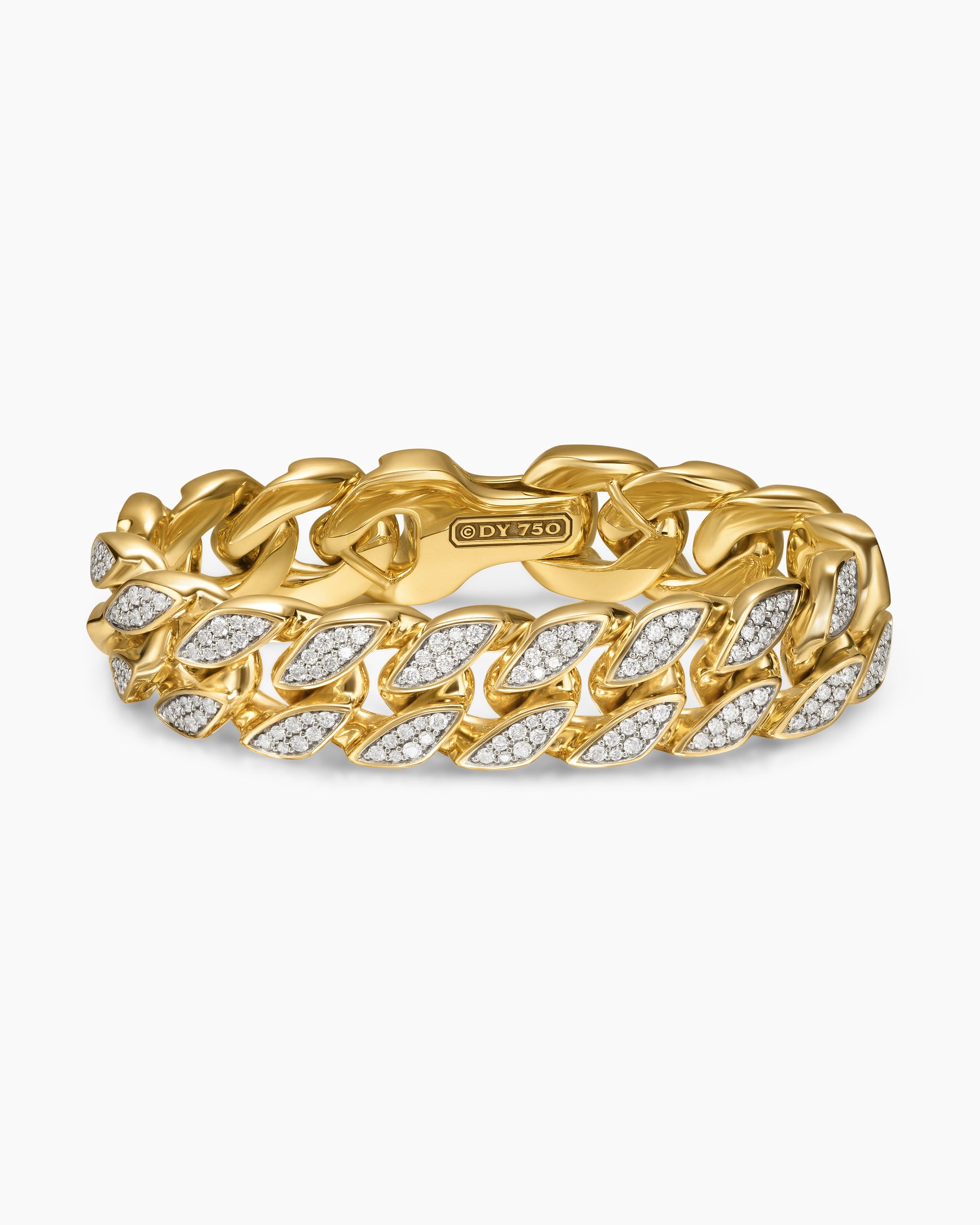 Curb Chain Bracelet in 18K Yellow Gold with Diamonds, 18mm - Image 4