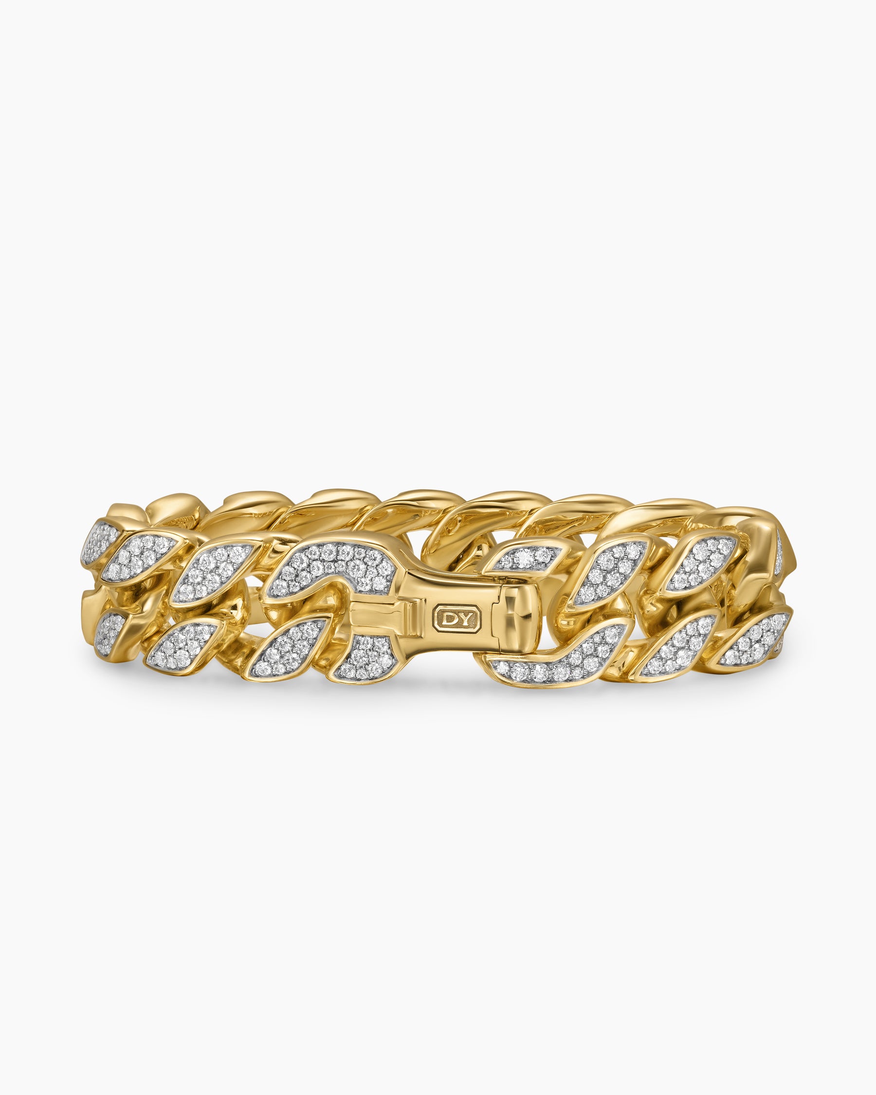 Curb Chain Bracelet in 18K Yellow Gold with Diamonds, 18mm - Image 6