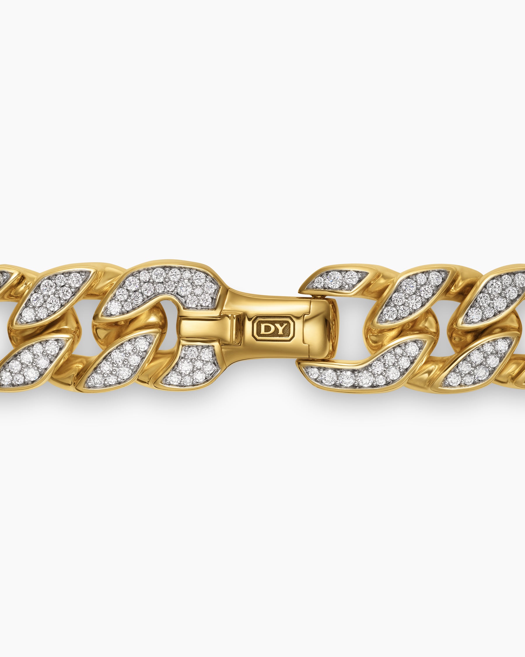Curb Chain Bracelet in 18K Yellow Gold with Diamonds, 18mm - Image 7