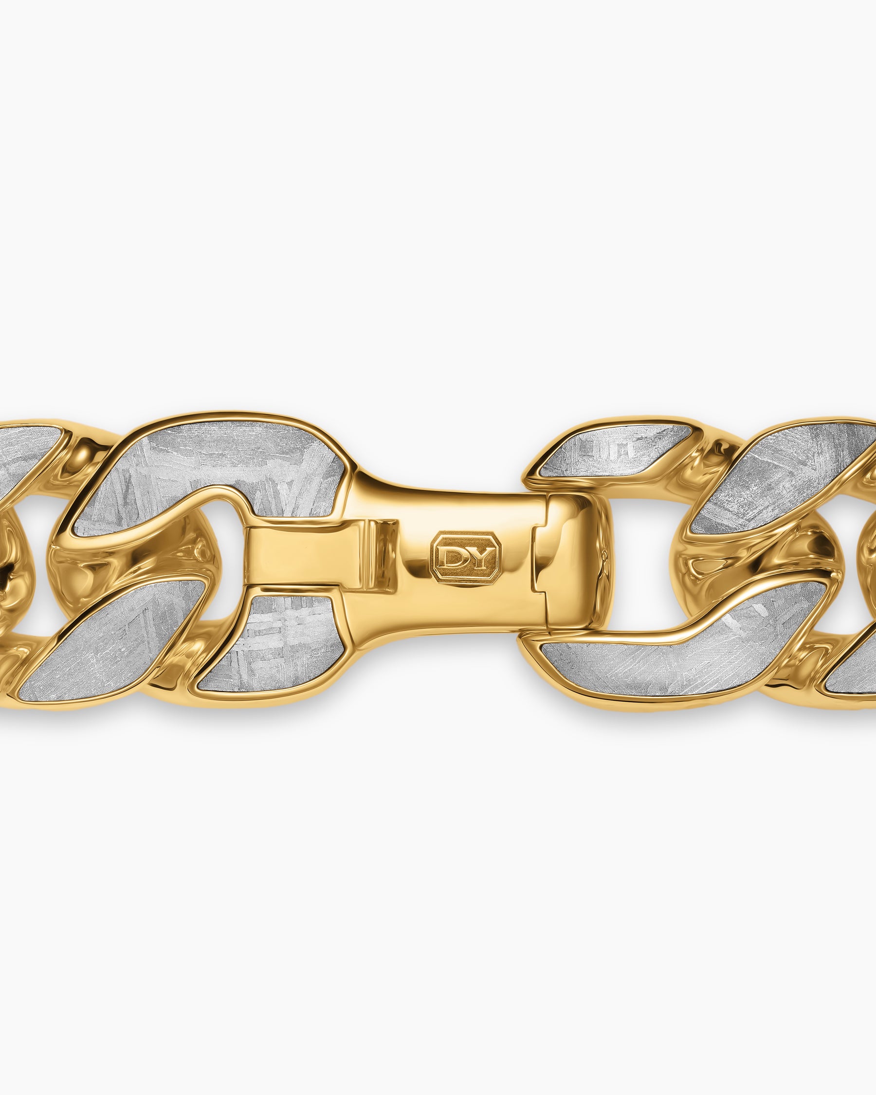 Curb Chain Bracelet in 18K Yellow Gold with Meteorite, 18mm - Image 4