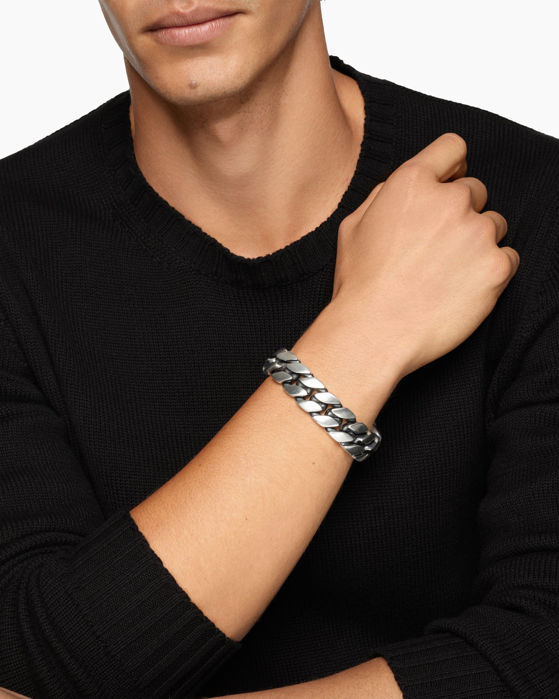 Alternative view of Curb Chain Bracelet in Sterling Silver, 18mm