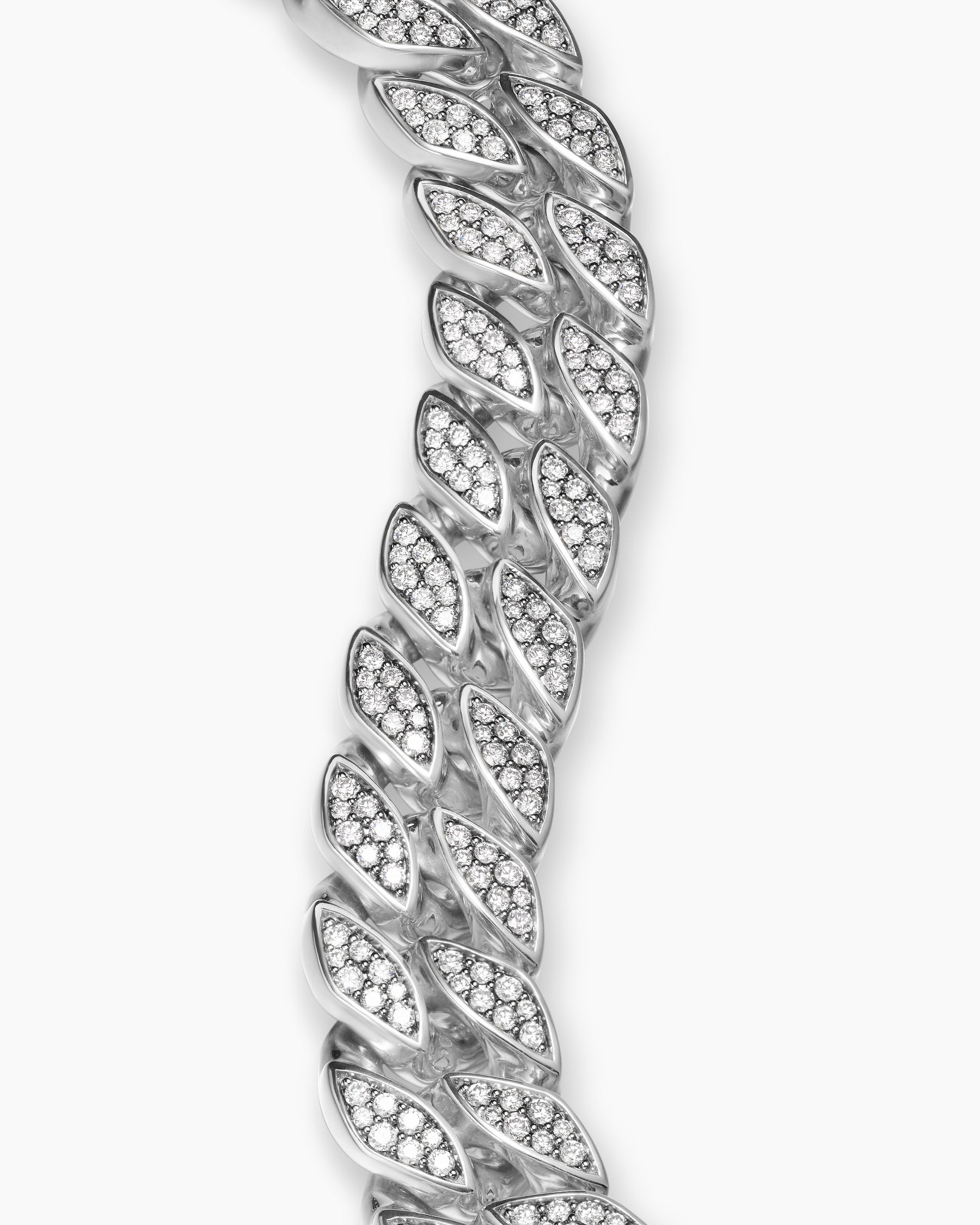 Curb Chain Bracelet in Sterling Silver with Diamonds, 18mm - Image 5