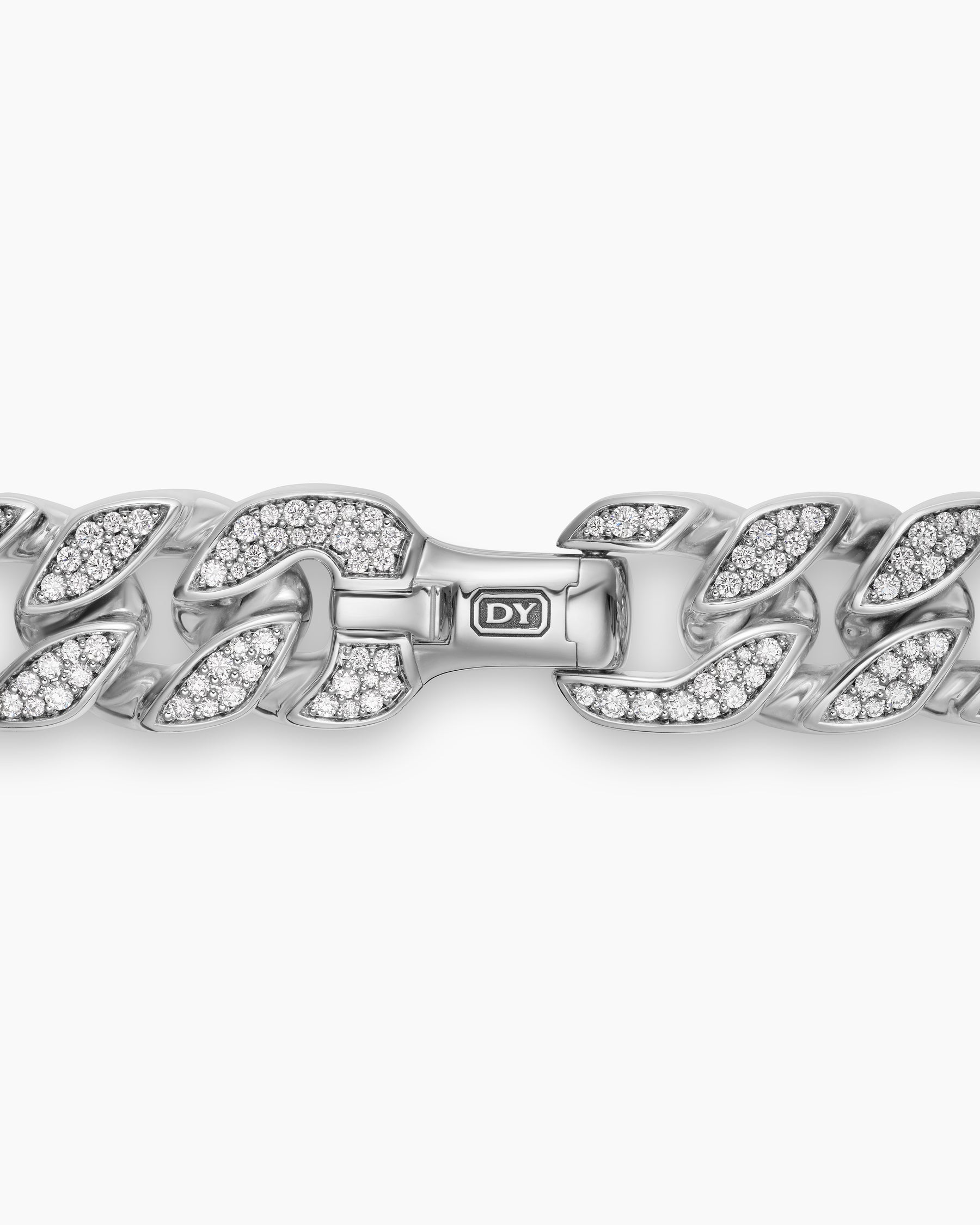 Curb Chain Bracelet in Sterling Silver with Diamonds, 18mm - Image 7