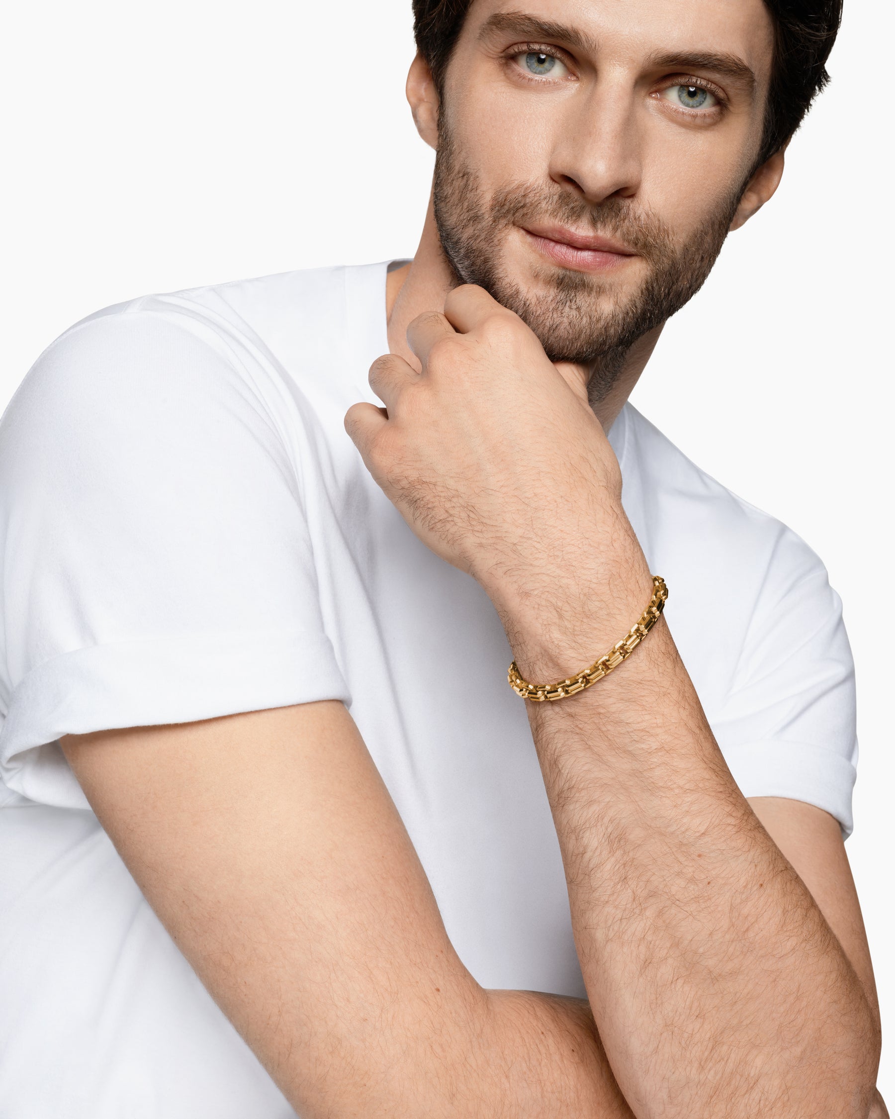 Alternative view of Streamline Double Link Bracelet in 18K Yellow Gold, 8mm