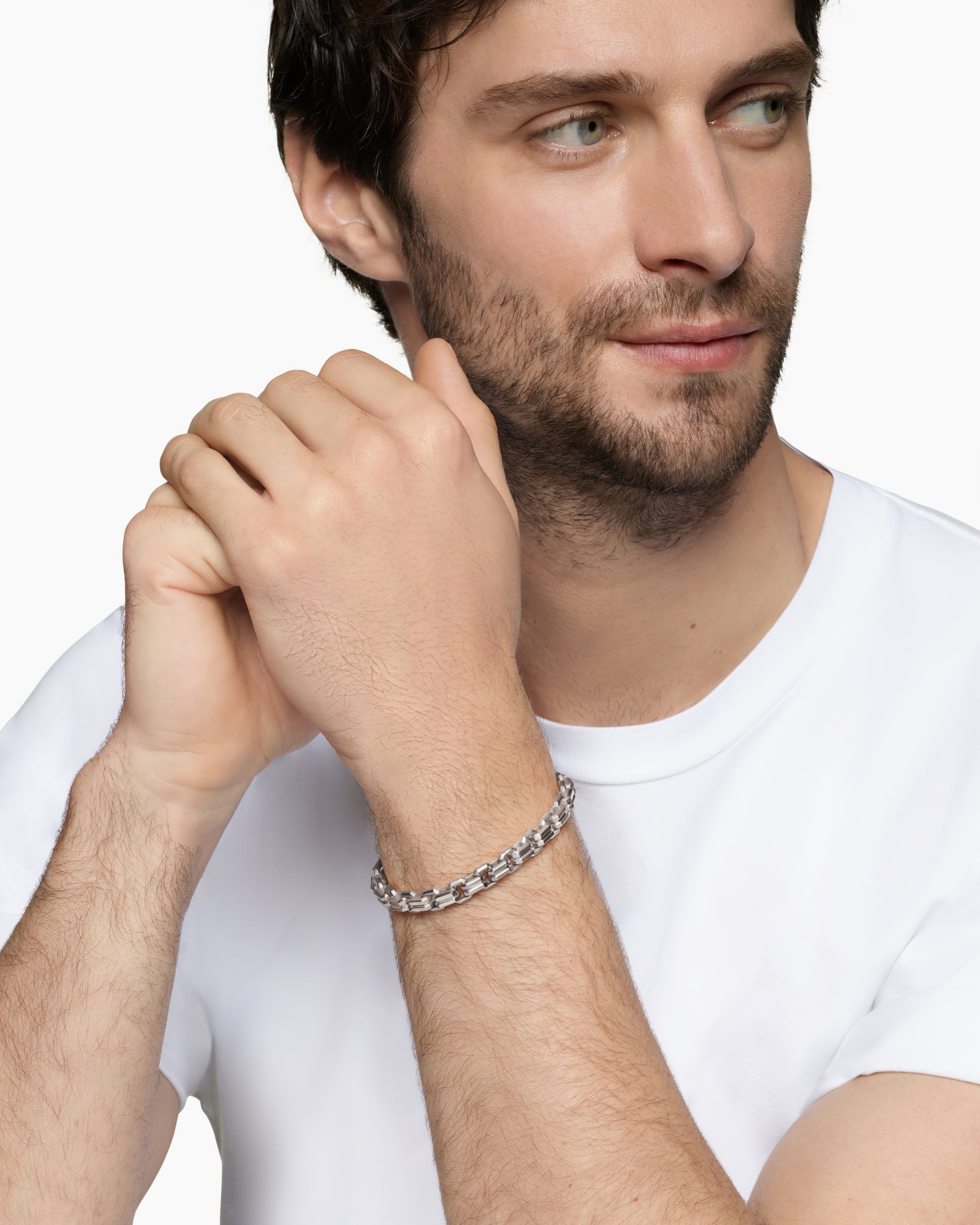 Alternative view of Streamline Double Link Bracelet in Sterling Silver, 8mm