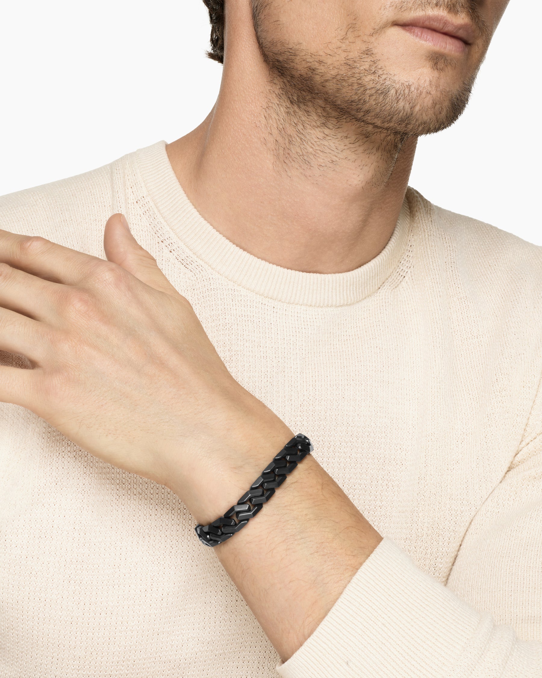 Alternative view of Curb Chain Angular Link Bracelet in Black Titanium, 11.5mm