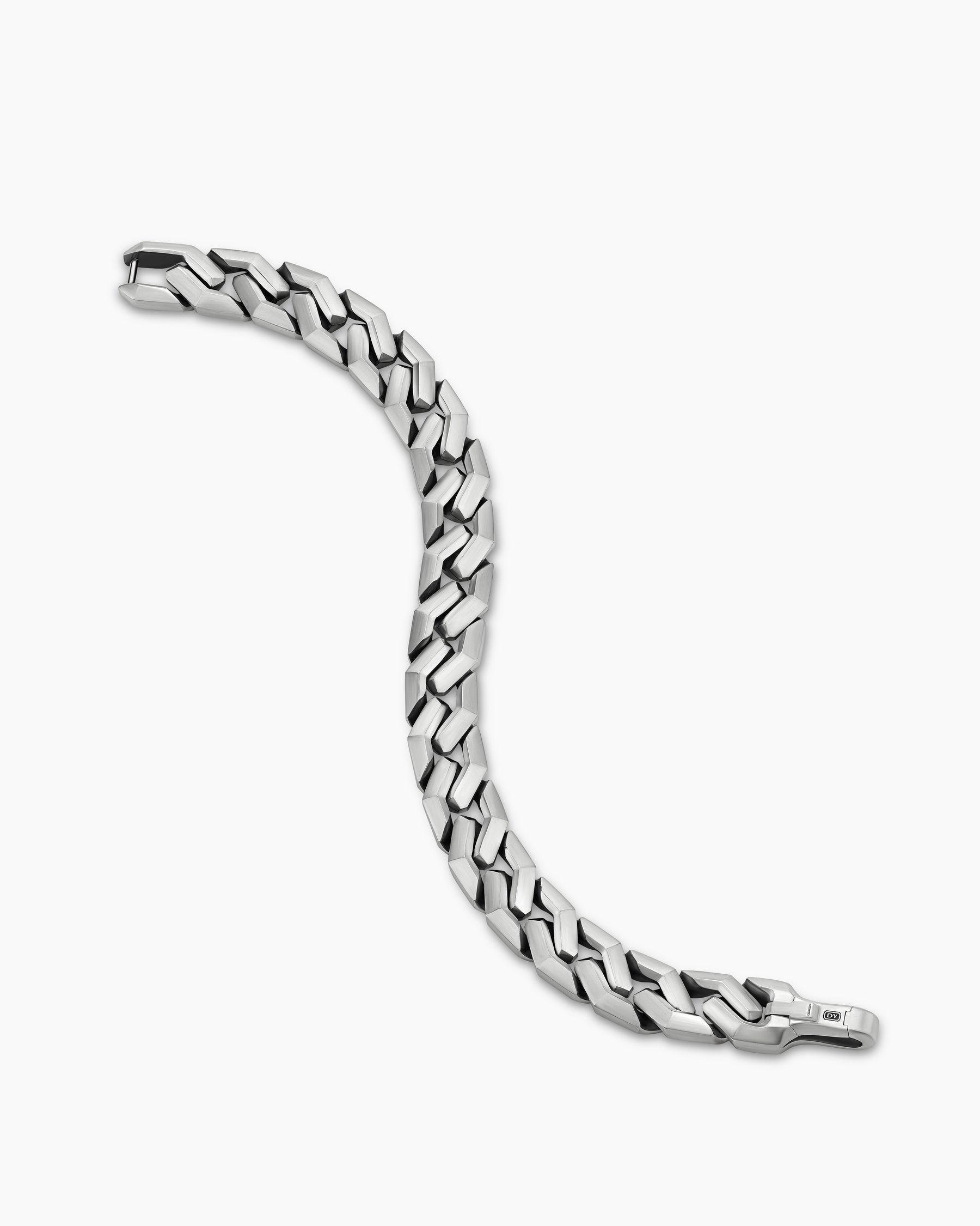 Curb Chain Angular Link Bracelet in Sterling Silver, 11.5mm - Image 3