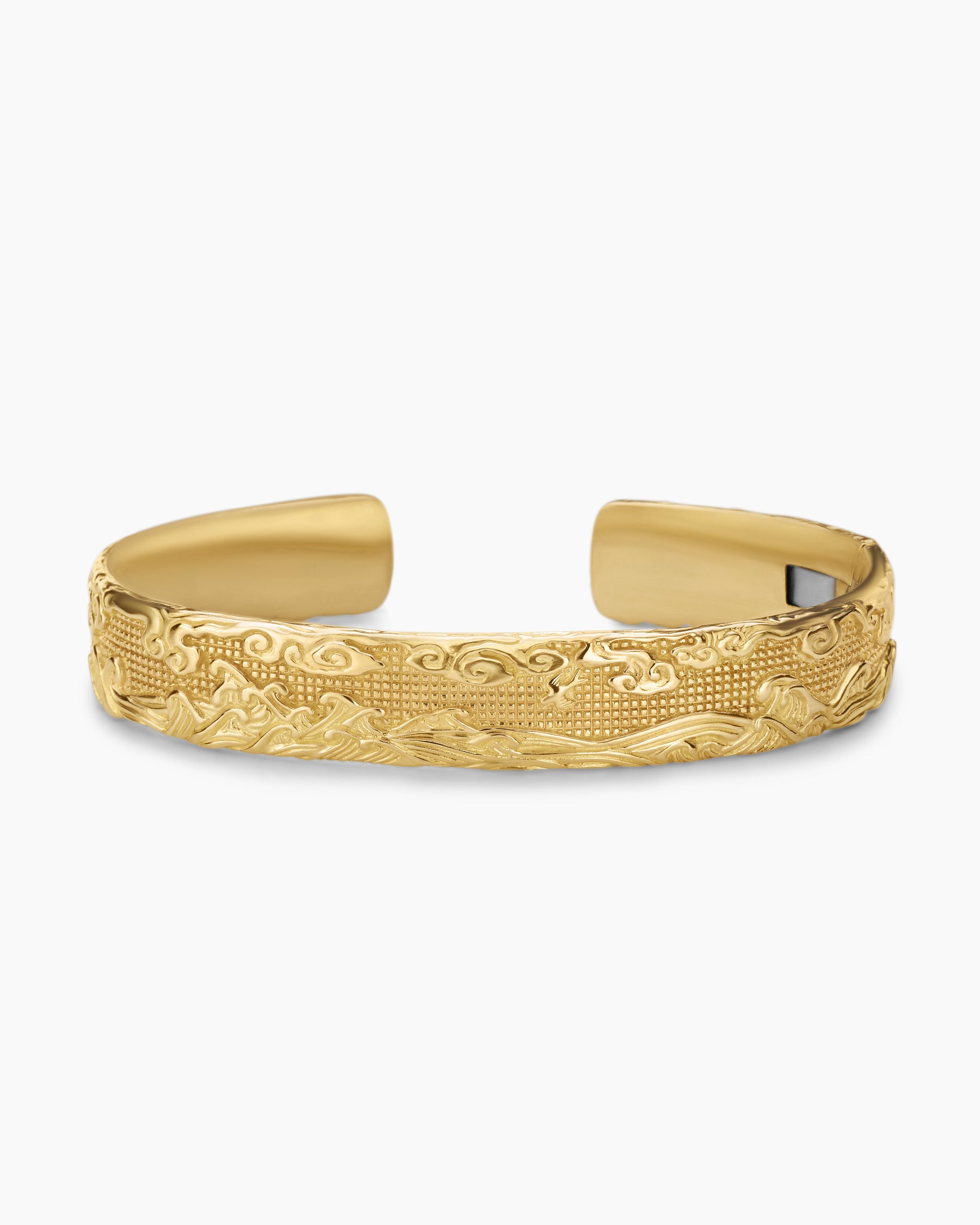 Waves Cuff Bracelet in 18K Yellow Gold, 12mm - Image 4
