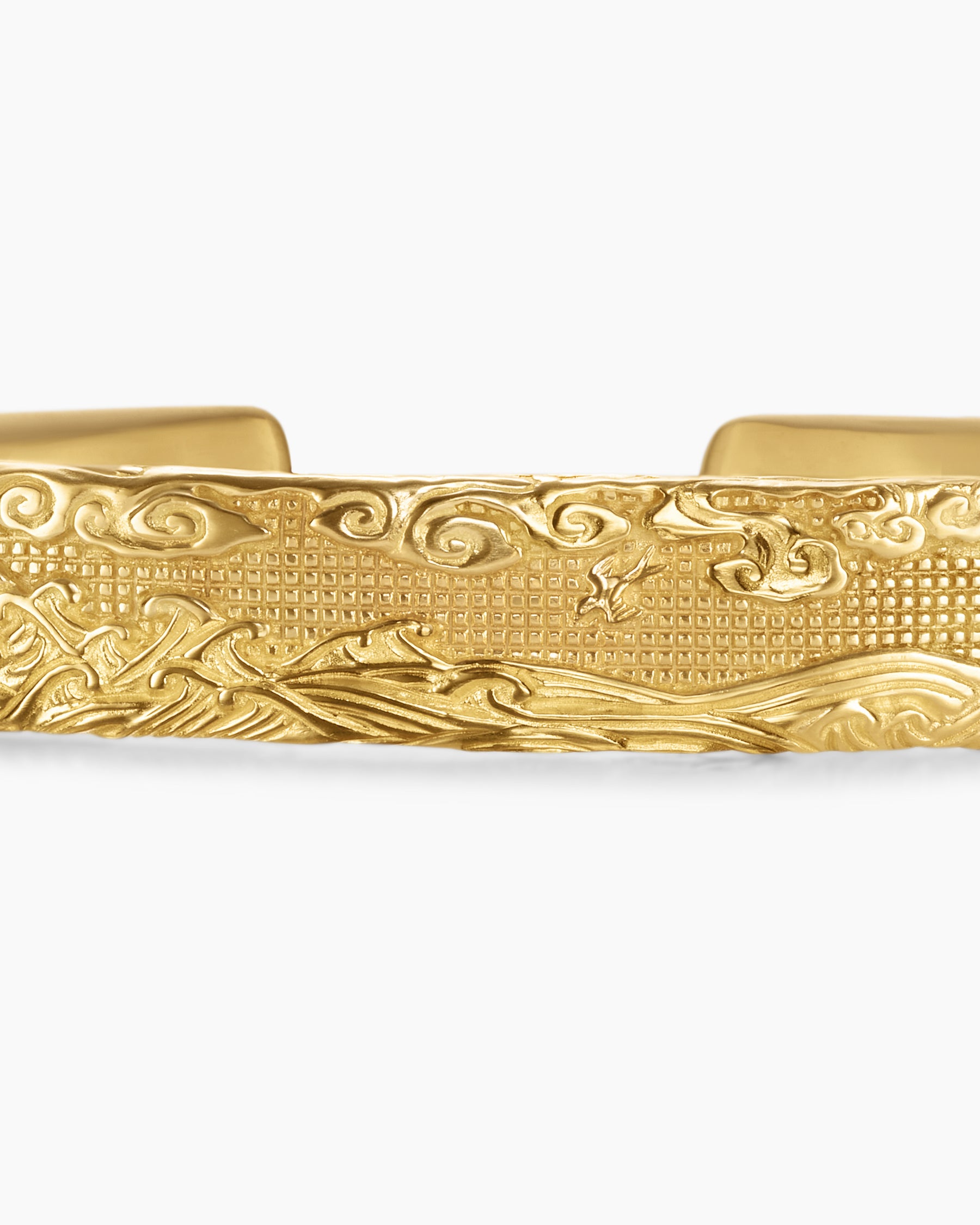 Waves Cuff Bracelet in 18K Yellow Gold, 12mm - Image 6