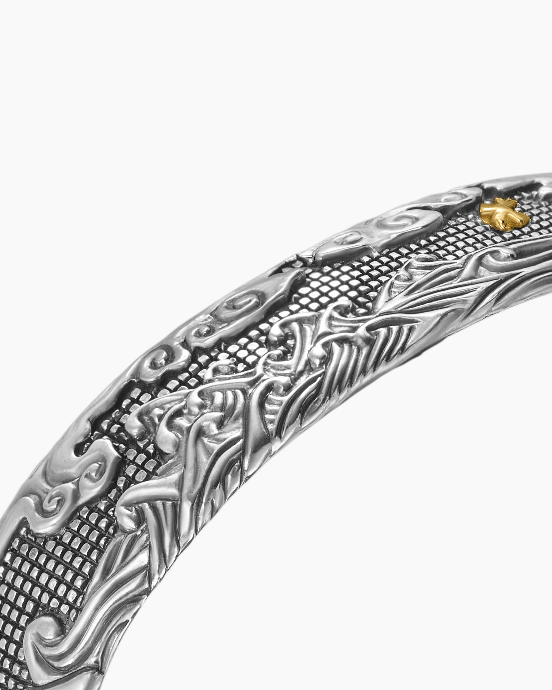 Waves Cuff Bracelet in Sterling Silver with 18K Yellow Gold, 12mm - Image 5