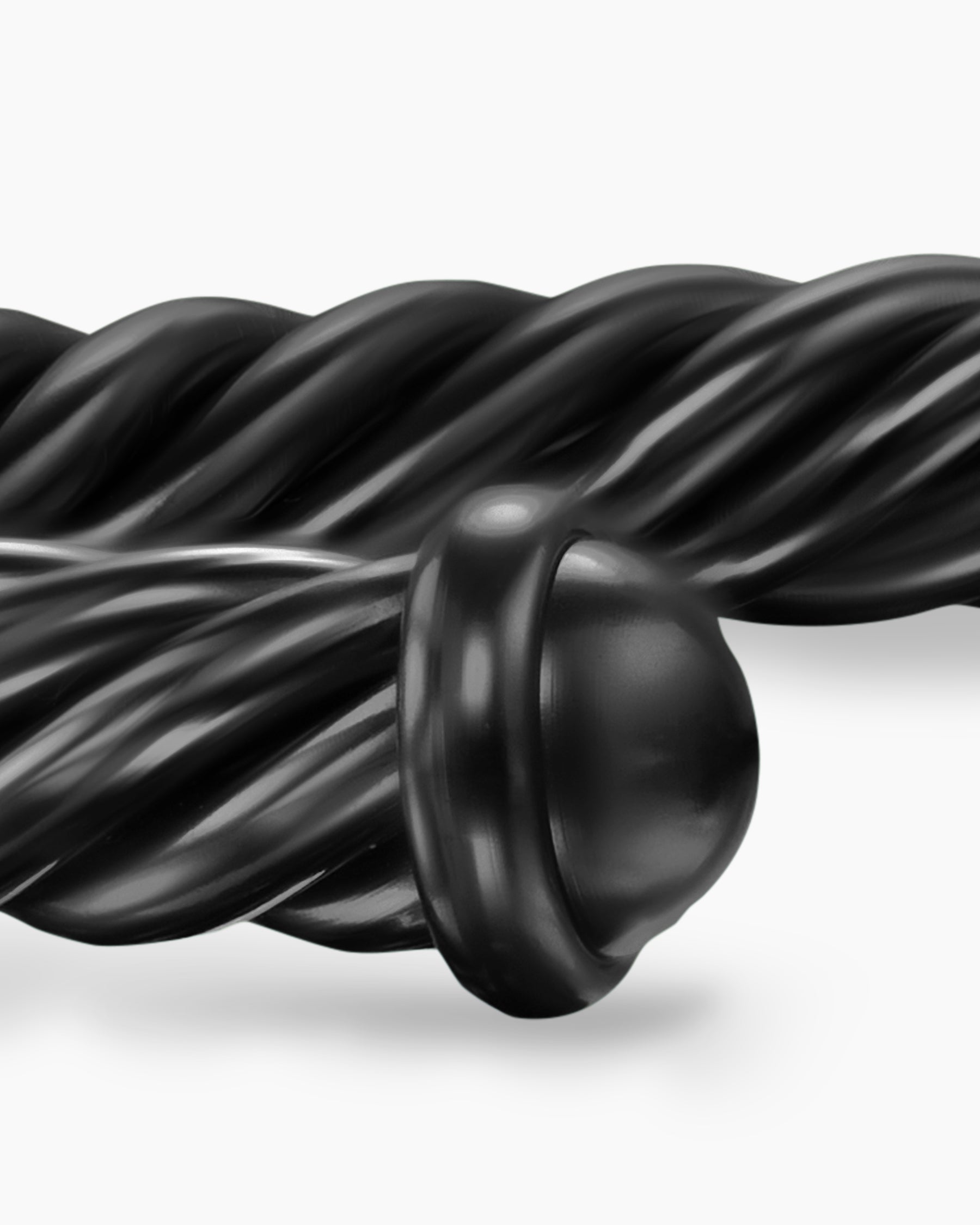 Cable Cuff Bracelet in Black Aluminum, 6mm - Image 6