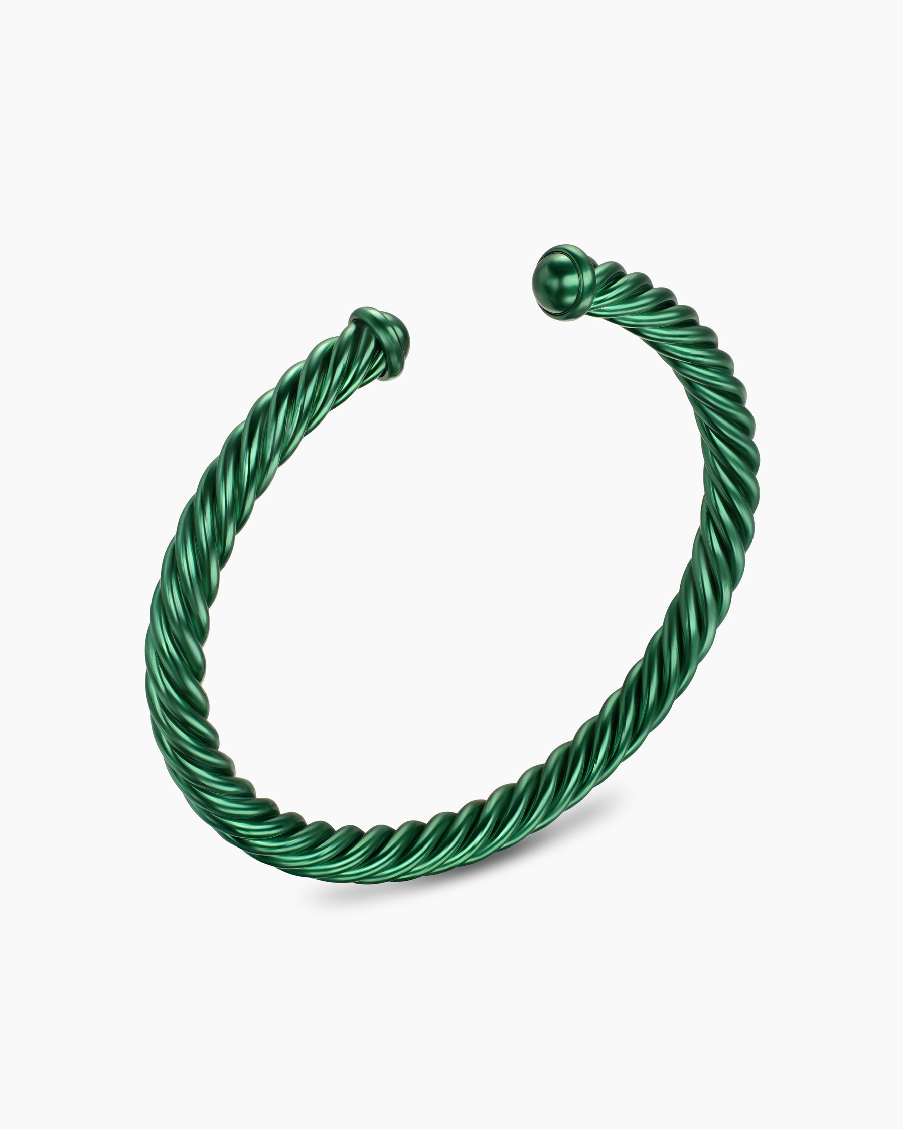 Cable Cuff Bracelet in Green Aluminum, 6mm - Image 3