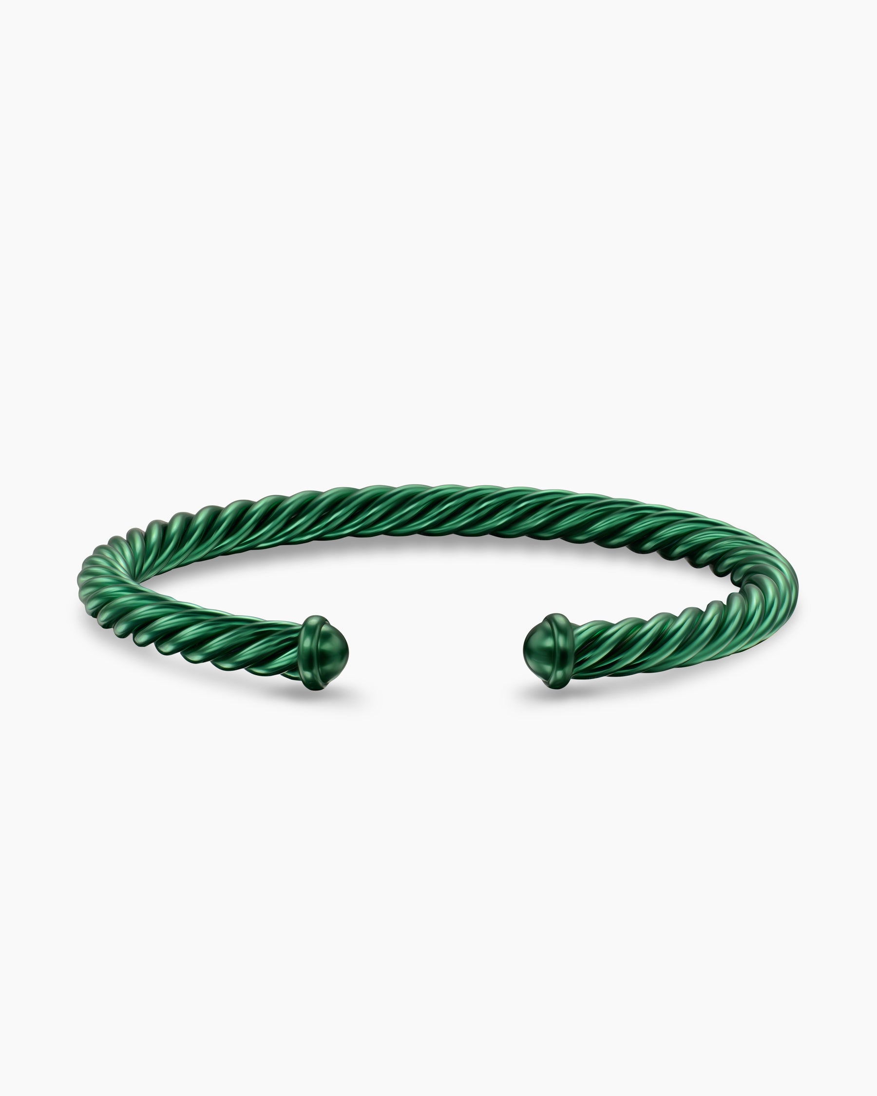 Cable Cuff Bracelet in Green Aluminum, 6mm - Image 4