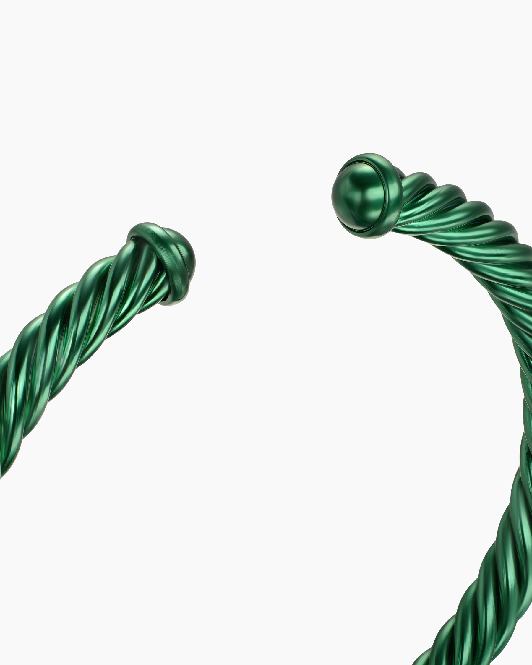 Cable Cuff Bracelet in Green Aluminum, 6mm - Image 5