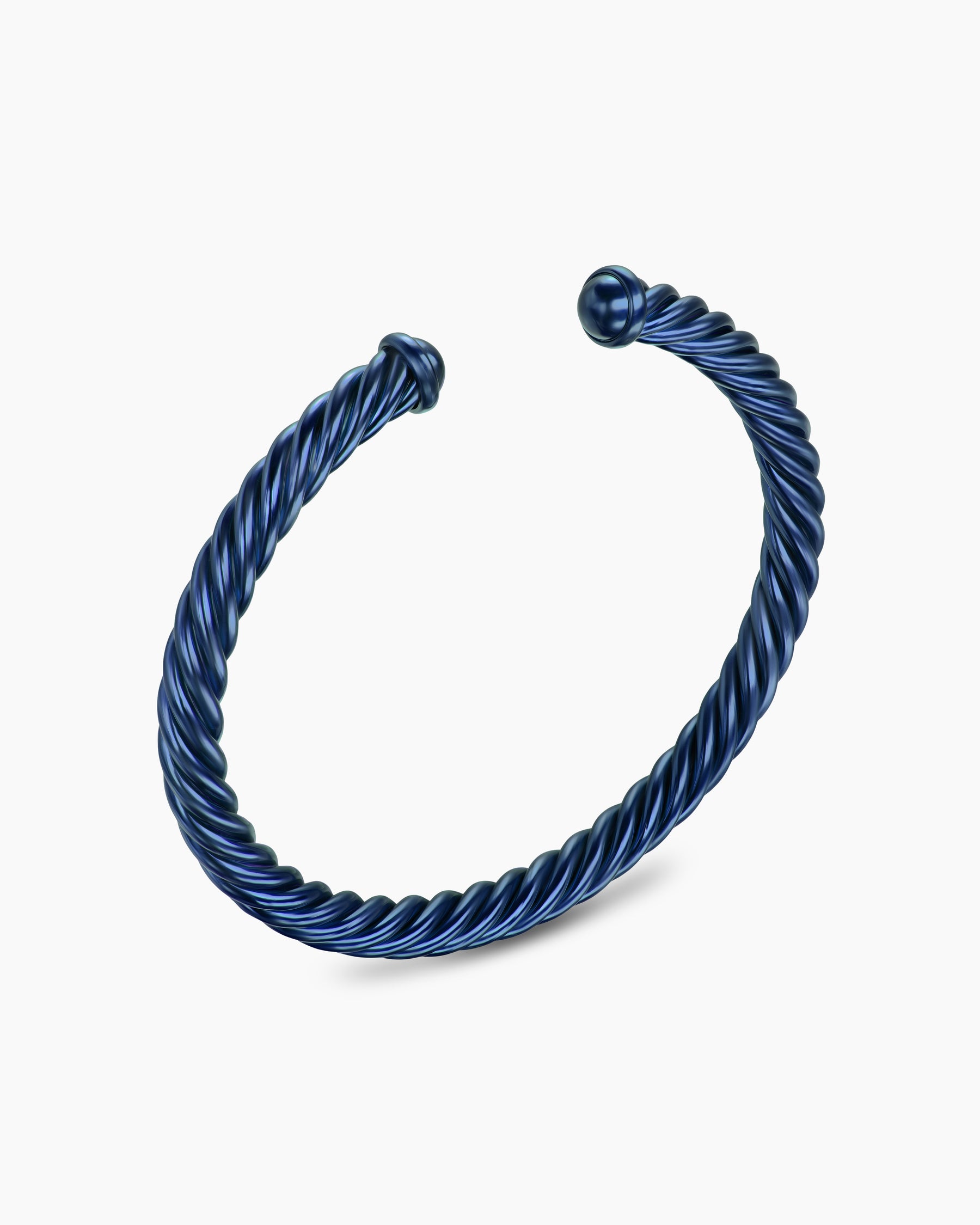 Cable Cuff Bracelet in Navy Aluminum, 6mm - Image 3