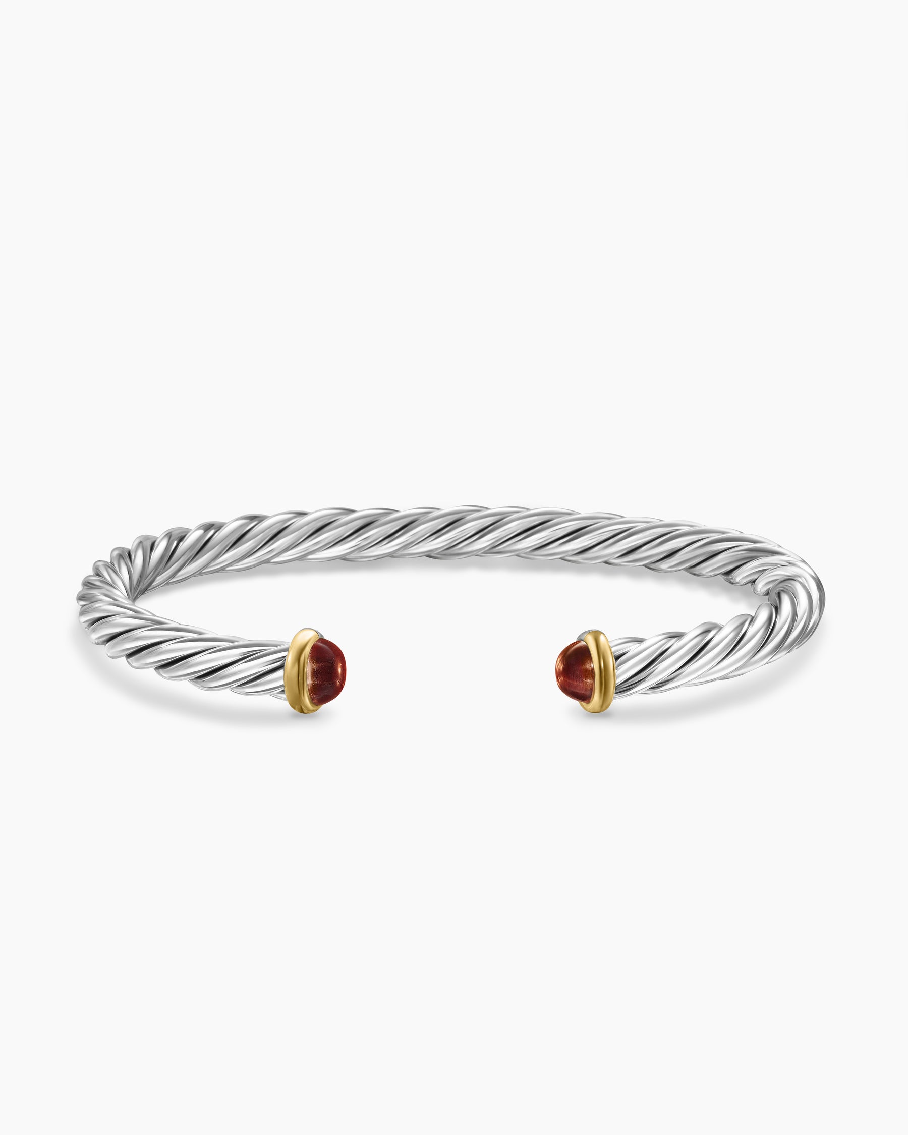 Cable Cuff Bracelet in Sterling Silver with 14K Yellow Gold and Red Tiger's Eye, 6mm - Image 4