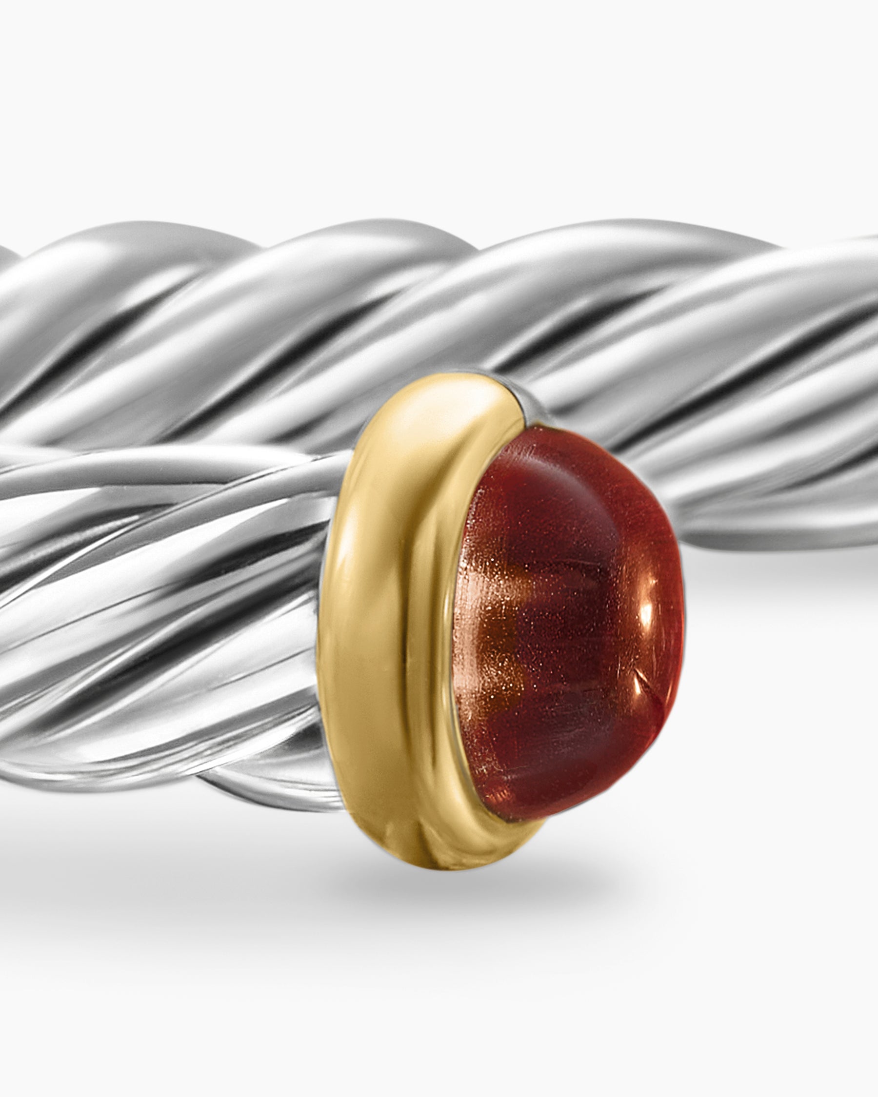 Cable Cuff Bracelet in Sterling Silver with 14K Yellow Gold and Red Tiger's Eye, 6mm - Image 6