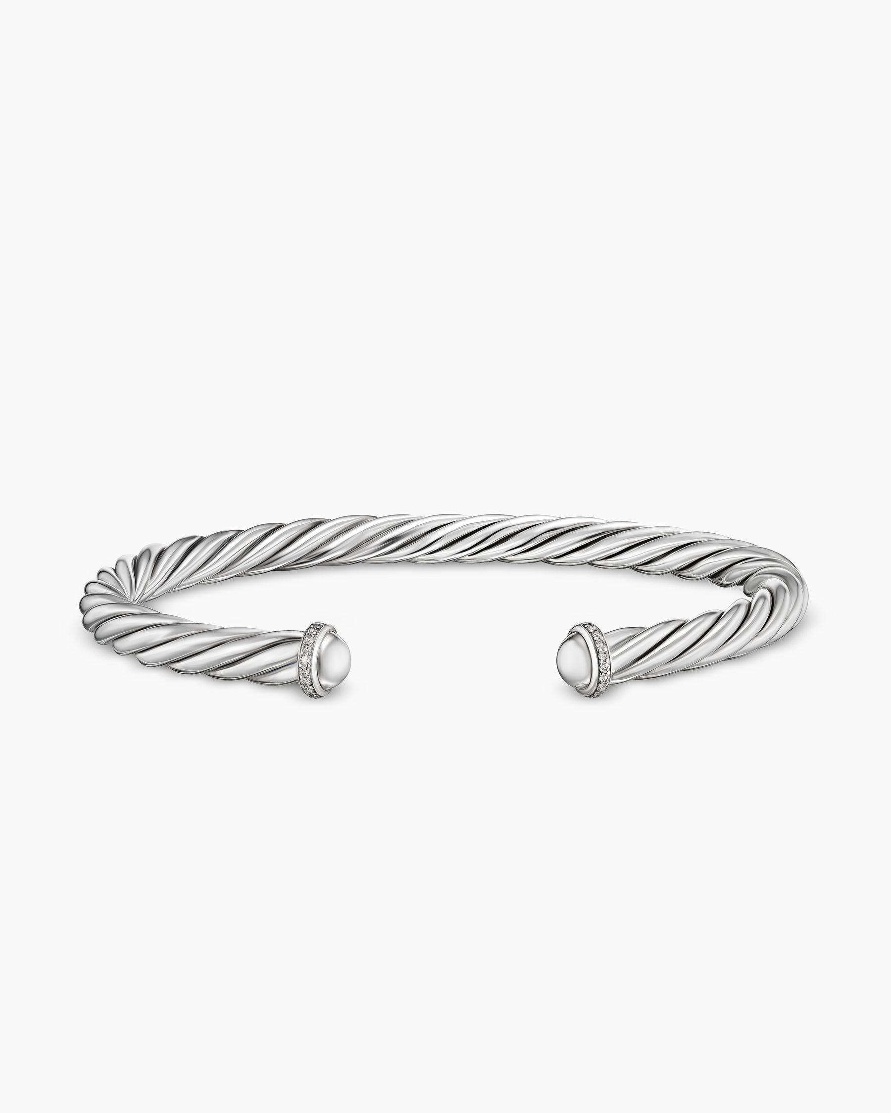 Cable Cuff Bracelet in Sterling Silver with Pavé Diamonds, 6mm - Image 4