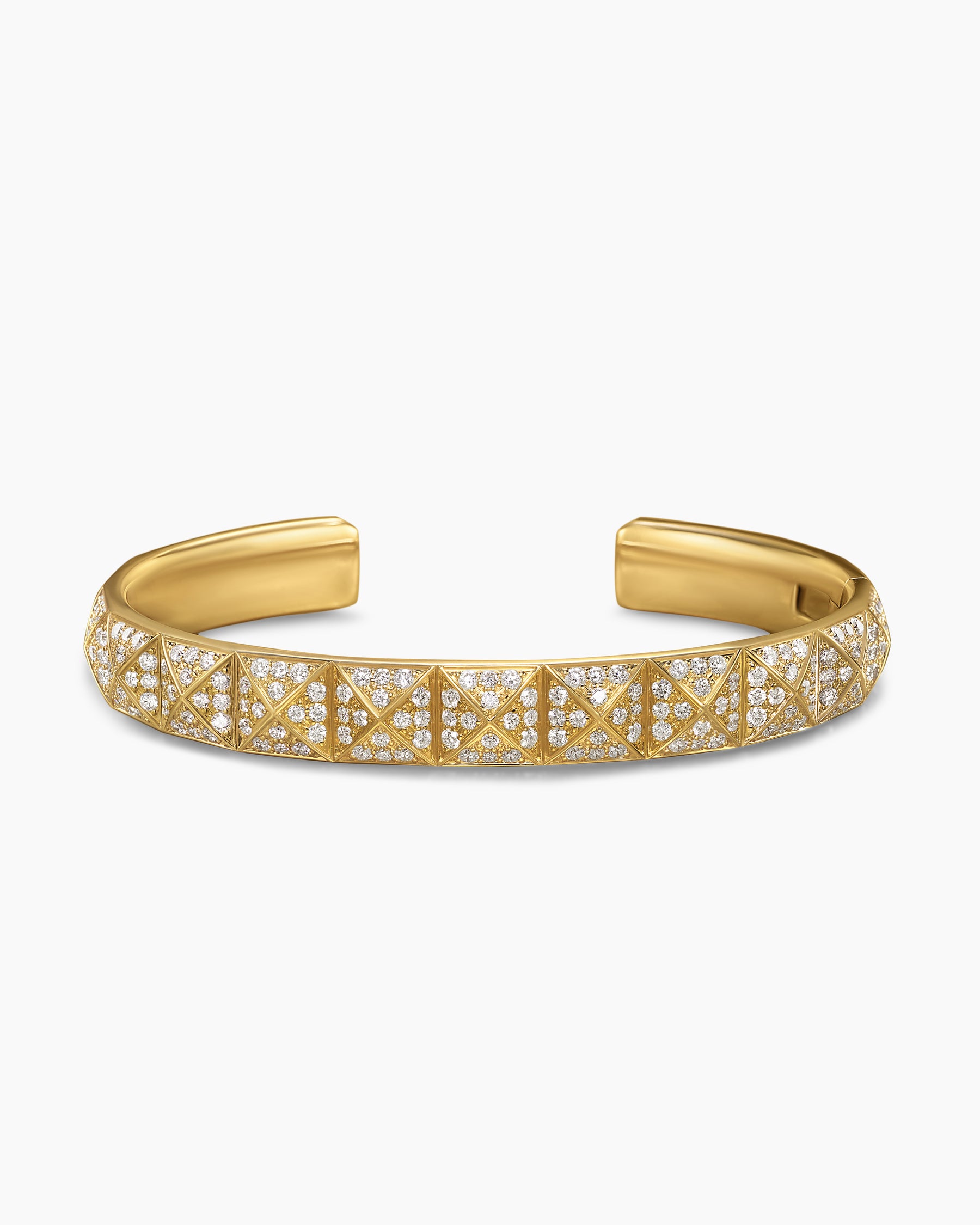 Pyramid Cuff Bracelet in 18K Yellow Gold with Diamonds, 9.3mm - Image 4