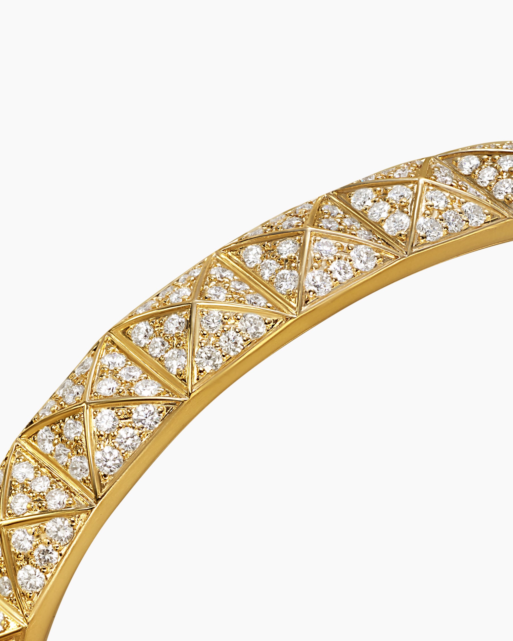 Pyramid Cuff Bracelet in 18K Yellow Gold with Diamonds, 9.3mm - Image 5