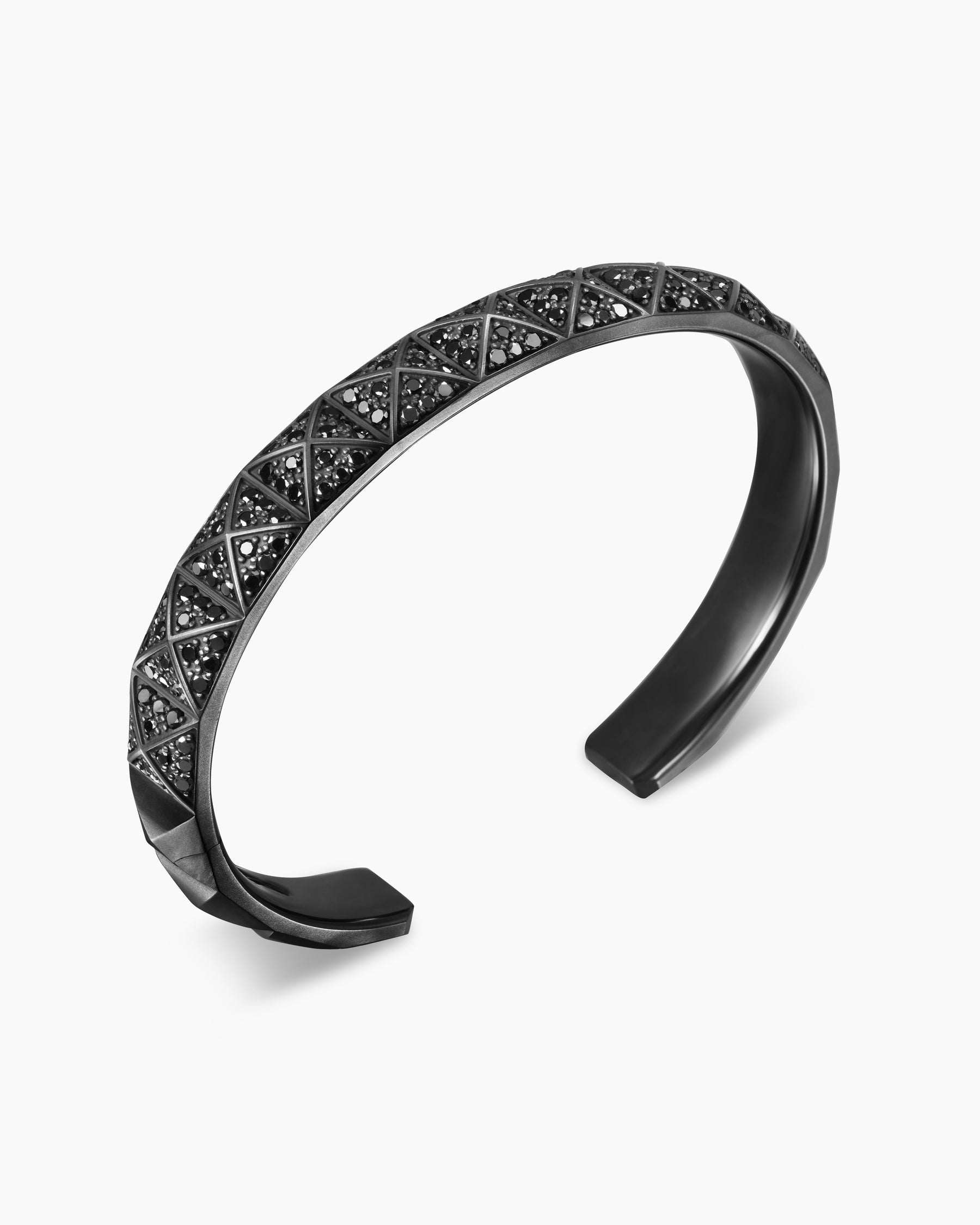 Pyramid Cuff Bracelet in Black Titanium with Black Diamonds, 9.3mm - Image 3