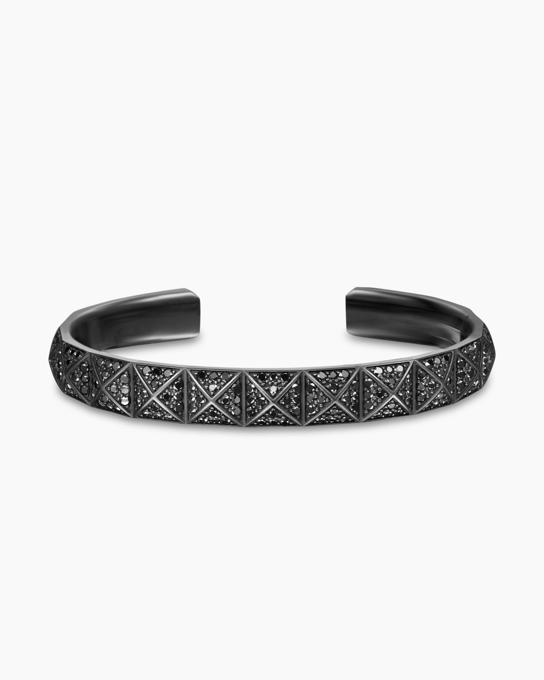 Pyramid Cuff Bracelet in Black Titanium with Black Diamonds, 9.3mm - Image 4