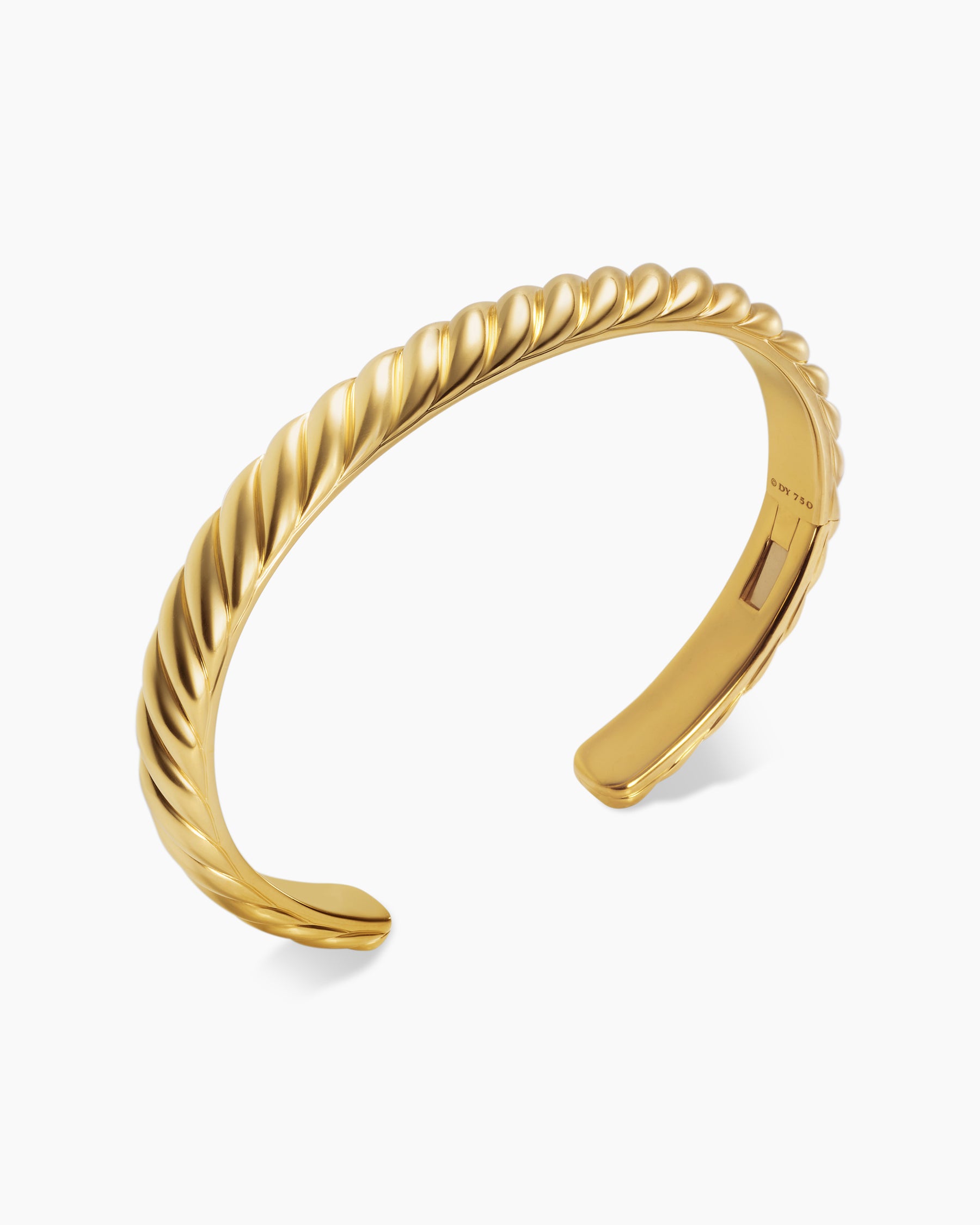 Sculpted Cable Cuff Bracelet in 18K Yellow Gold, 7mm - Image 3