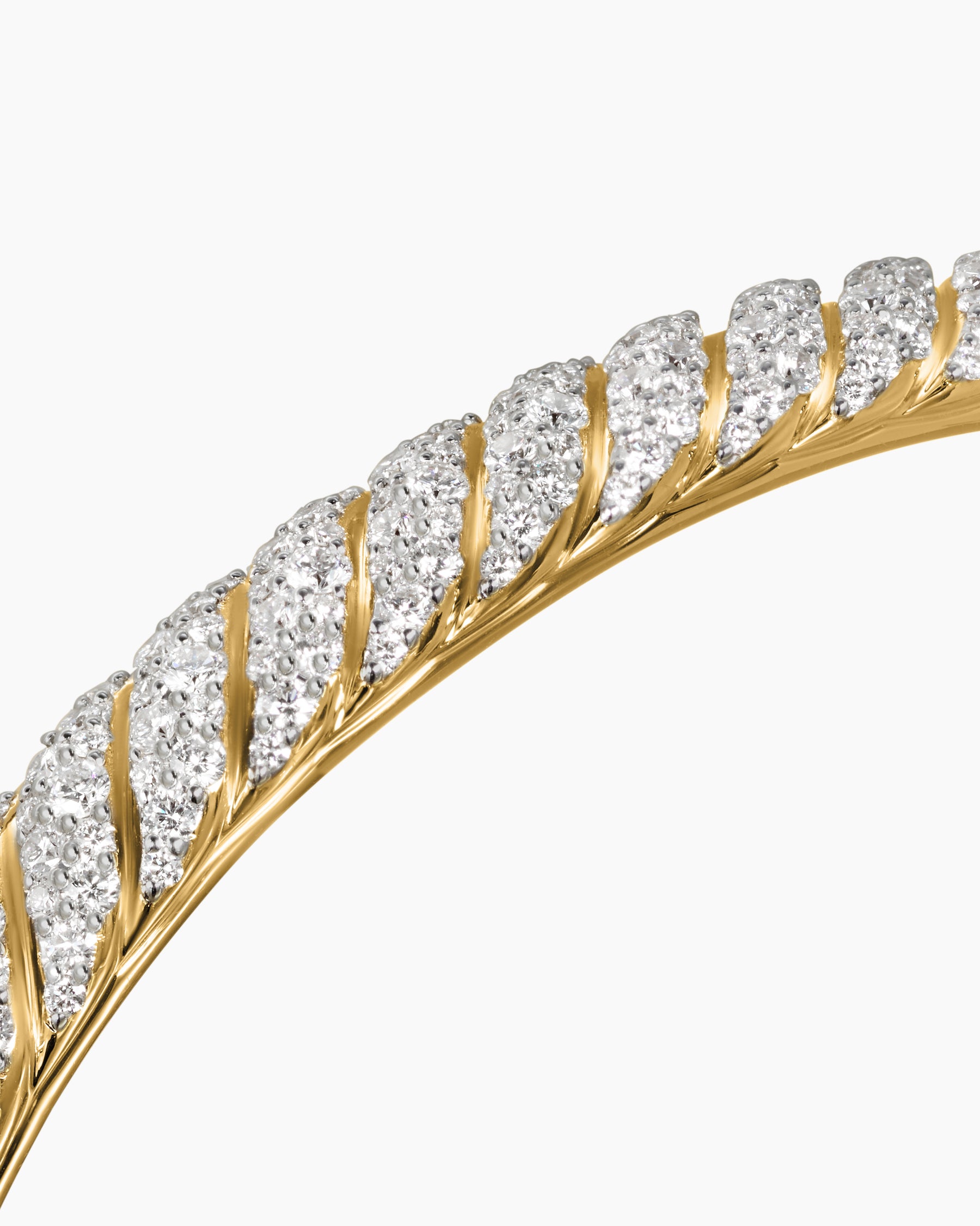 Sculpted Cable Cuff Bracelet in 18K Yellow Gold with Diamonds, 7mm - Image 5