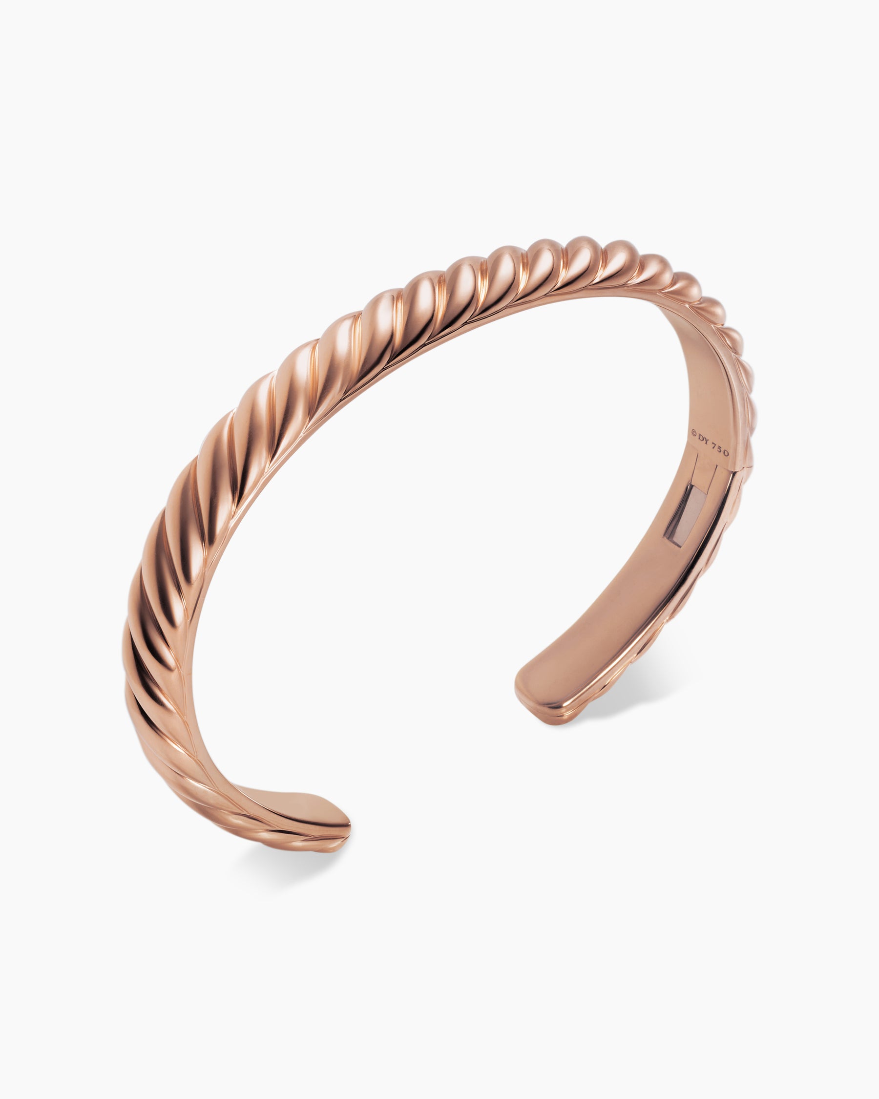 Sculpted Cable Cuff Bracelet in 18K Rose Gold, 7mm - Image 3